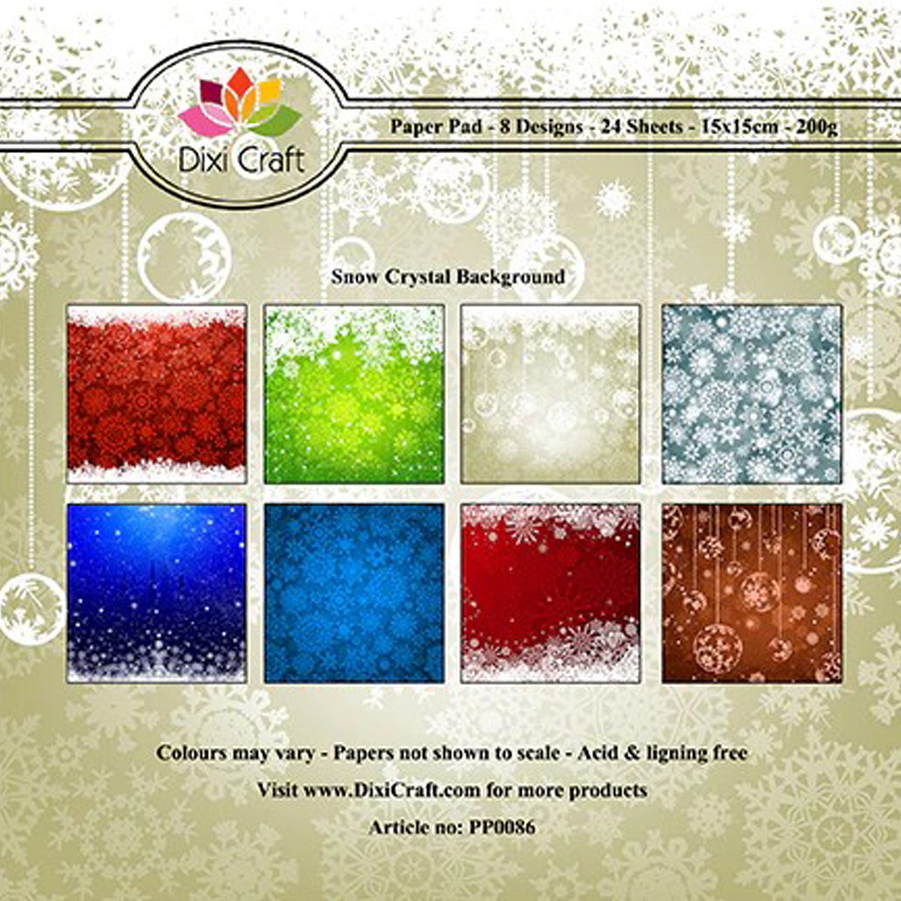 Crealive Paper Pad 120 g/m2 - 15 cm x 15 cm - Christmas Pattern
Inhalt:
• 32 Blatt
• 8 Designs
Spezifikationen:
• 15 cm x 15 cm
• 120 g/m2
• einseitig bedruckt
• säure- und ligninfrei
Dieses Paper Pad ist geeignet für:
• Karten
• Karten- und Boxendekorationen
• Plotten
• Scrapbooking