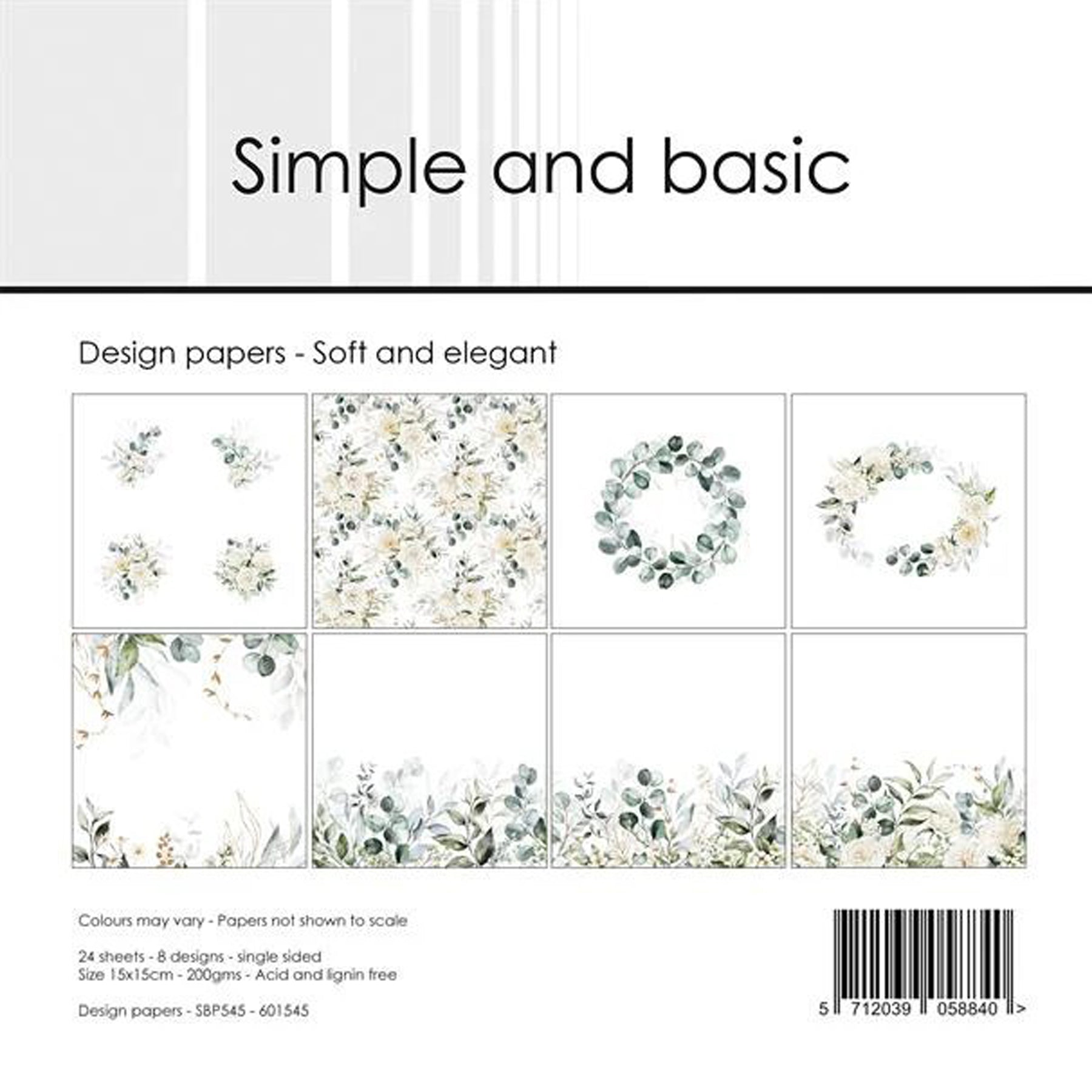 Crealive Paper Pad 200 g/m2 - 15 cm x 15 cm - Soft and elegant
Inhalt:
• 24 Blatt
• 8 Designs
Spezifikationen:
• 15 cm x 15 cm
• 200 g/m2
• einseitig bedruckt
• säure- und ligninfrei
Dieses Paper Pad ist geeignet für:
• Karten
• Karten-Verzierungen
• kleine Geschenkboxen & Verpackungen
• Plotten
• Stanzen
• Prägen
• Scrapbooking
• Journaling
• Mixed Media
Dieses einseitig bedruckte Designpapier im floralen Look mit romantischen Blumenranken, ist eine wunderschöne Basis für kreative, spezielle, individ