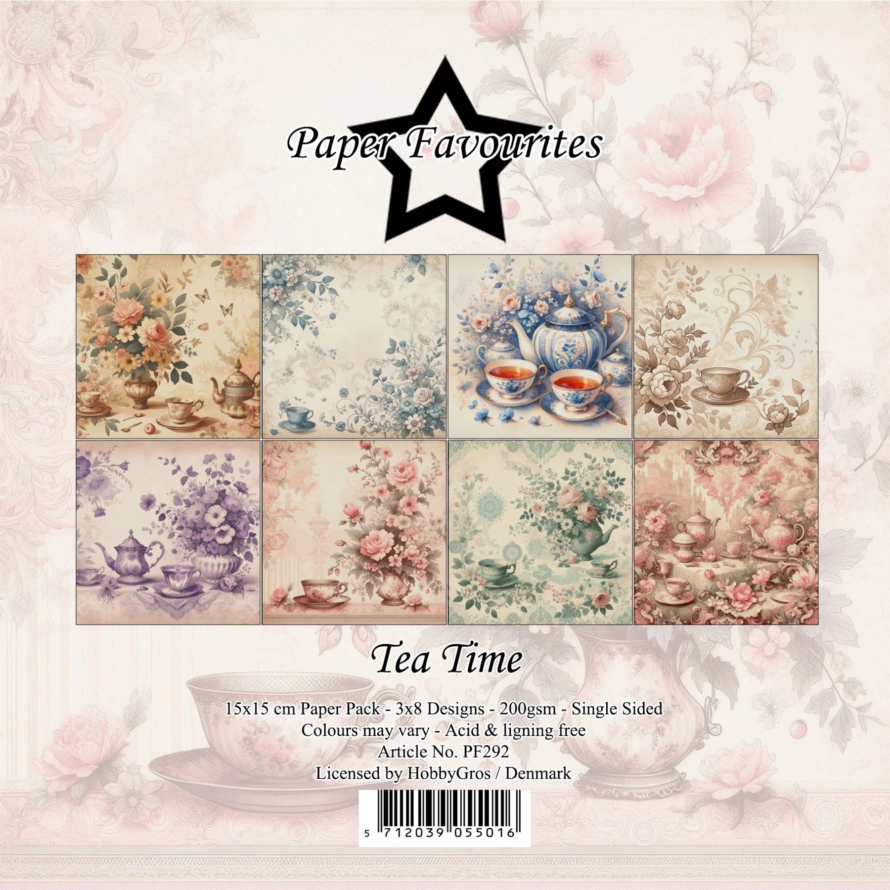 Crealive Paper Pad 200 g/m2 - 15 cm x 15 cm - Tea Time
Inhalt:
• 24 Bogen
• 8 Designs
Spezifikationen:
• 15 cm x 15 cm
• 200 g/m2
• einseitig bedruckt
• säure- und ligninfrei
Dieses Paper Pad ist geeignet für:
• Karten
• Karten-Verzierungen
• Plotten
• Stanzen
• Prägen
• Scrapbooking
Dieses einseitig bedruckte Designpapier mit floralen Mustern 'Tea Time' in zarten Farbtönen ist eine tolle Basis für kreative, spezielle, individuelle Karten, Plotts, Verzierungen von Geschenktaschen, Schachteln, Karten