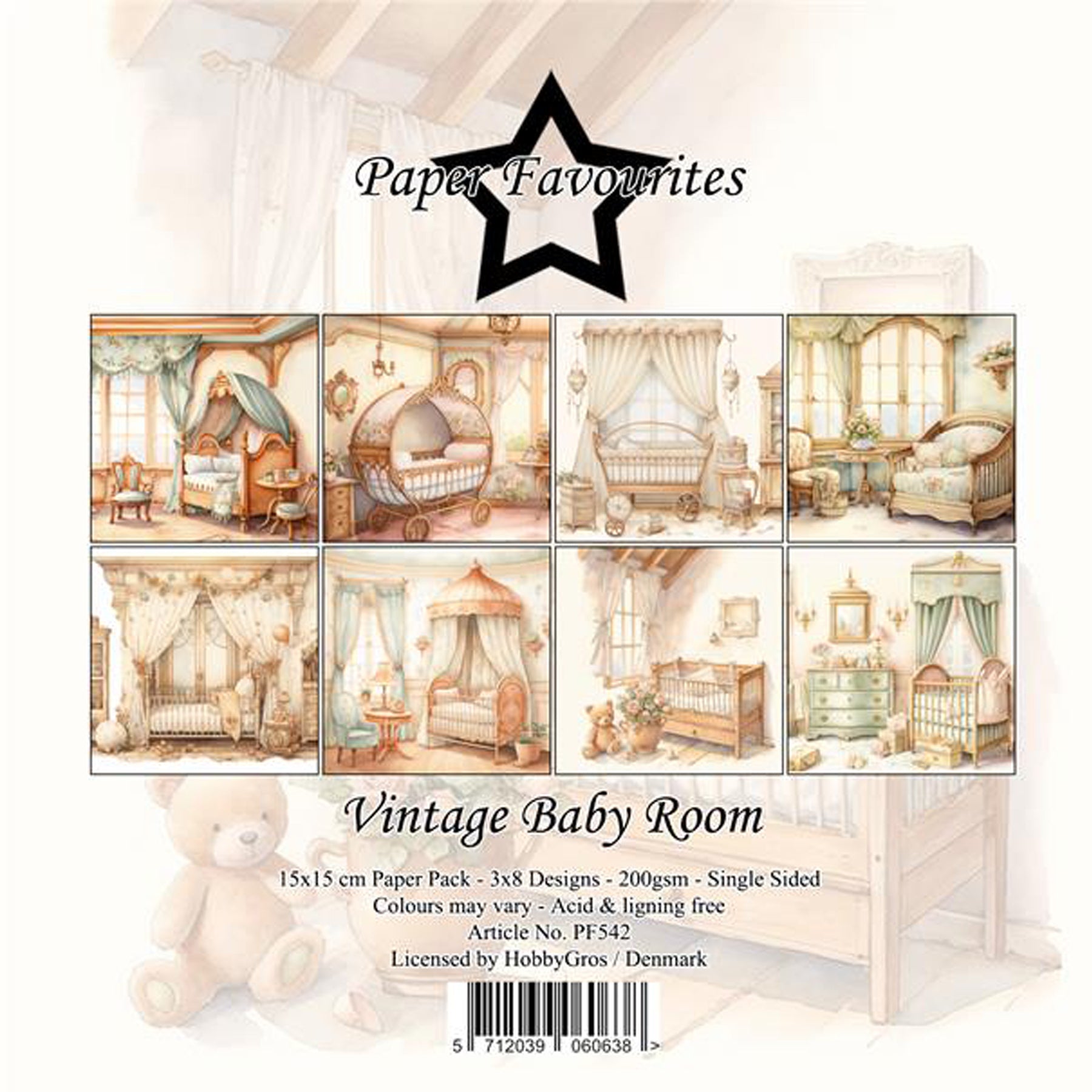 Crealive Paper Pad 200 g/m2 - 15 cm x 15 cm - Vintage Baby Room
Inhalt:
• 24 Bogen
• 8 Designs
Spezifikationen:
• 15 cm x 15 cm
• 200 g/m2
• einseitig bedruckt
• säure- und ligninfrei
Dieses Paper Pad ist geeignet für:
• Karten
• Karten-Verzierungen
• kleine Geschenkboxen & Verpackungen
• Plotten
• Stanzen
• Prägen
• Scrapbooking
• Journaling
• Mixed Media
Dieses einseitig bedruckte Designpapier mit süssen Babyzimmern im Vintage-Look ist eine wunderschöne Basis für besonders kreative, spezielle, ind