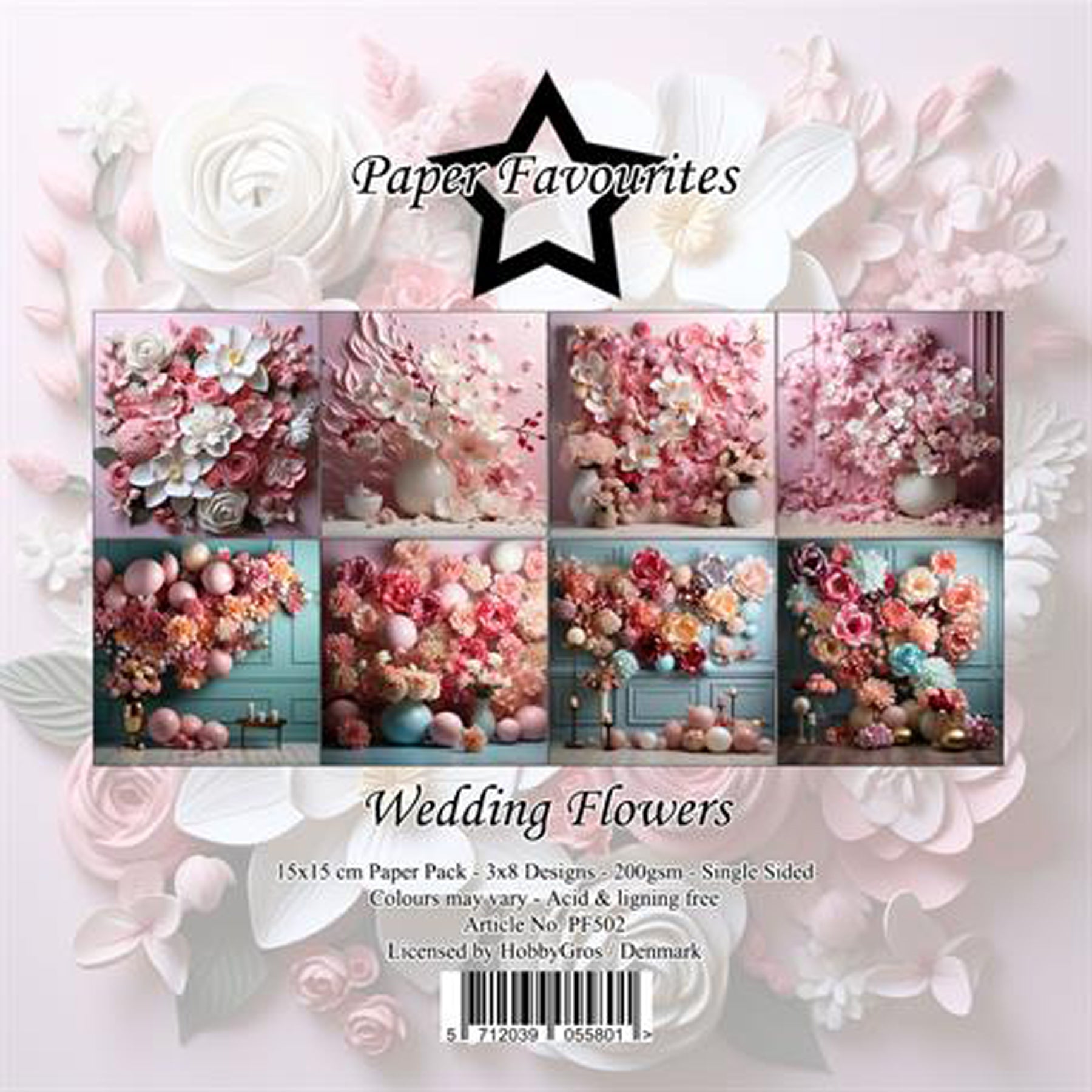 Crealive Paper Pad 200 g/m2 - 15 cm x 15 cm - Wedding Flowers
Inhalt:
• 24 Bogen
• 8 Designs
Spezifikationen:
• 15 cm x 15 cm
• 200 g/m2
• einseitig bedruckt
• säure- und ligninfrei
Dieses Paper Pad ist geeignet für:
• Karten
• Karten-Verzierungen
• Plotten
• Stanzen
• Prägen
• Scrapbooking
Dieses einseitig bedruckte Designpapier mit romantischen Blumen-Motiven eine zauberhafte Basis für kreative, spezielle, individuelle Karten, Plotts, Verzierungen von Geschenktaschen, Schachteln, Karten, Geschenkb
