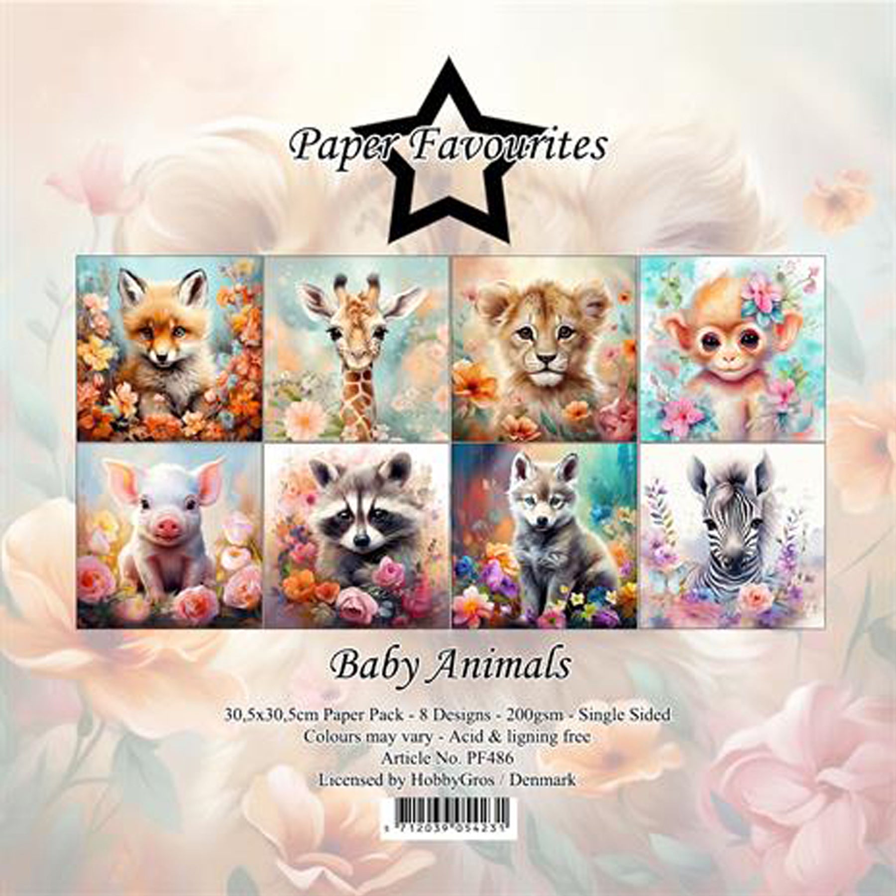 Crealive Paper Pad 200 g/m2 - 12’’ x 12’’ - Baby Animals
Inhalt:
• 8 Blatt
• 8 Designs
Spezifikationen:
• 12’’ x 12’’ (30.5 cm x 30.5 cm)
• 200 g/m2
• einseitig bedruckt
• säure- und ligninfrei
Dieses Paper Pad ist geeignet für:
• Karten
• Boxen
• 3D-Projekte
• Geschenkboxen & Verpackungen
• Plotten
• Scrapbooking
• Basteln mit Kindern