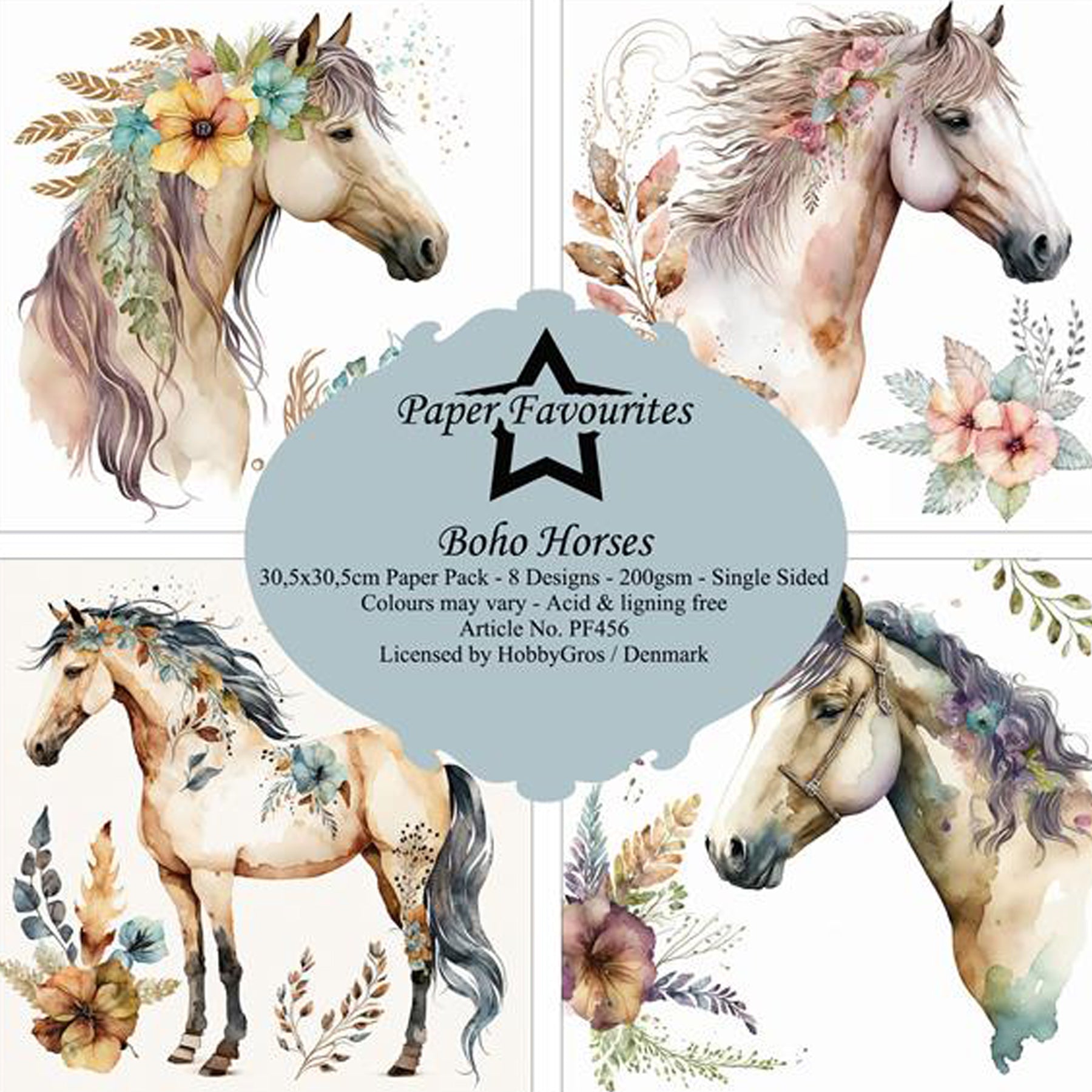 Crealive Paper Pad 200 g/m2 - 12’’ x 12’’ - Boho Horses
Inhalt:
• 8 Blatt
• 8 Designs
Spezifikationen:
• 12’’ x 12’’ (30.5 cm x 30.5 cm)
• 200 g/m2
• einseitig bedruckt
• säure- und ligninfrei
Dieses Paper Pad ist geeignet für:
• Karten
• Boxen
• 3D-Projekte
• Geschenkboxen & Verpackungen
• Plotten
• Scrapbooking
• Basteln mit Kindern