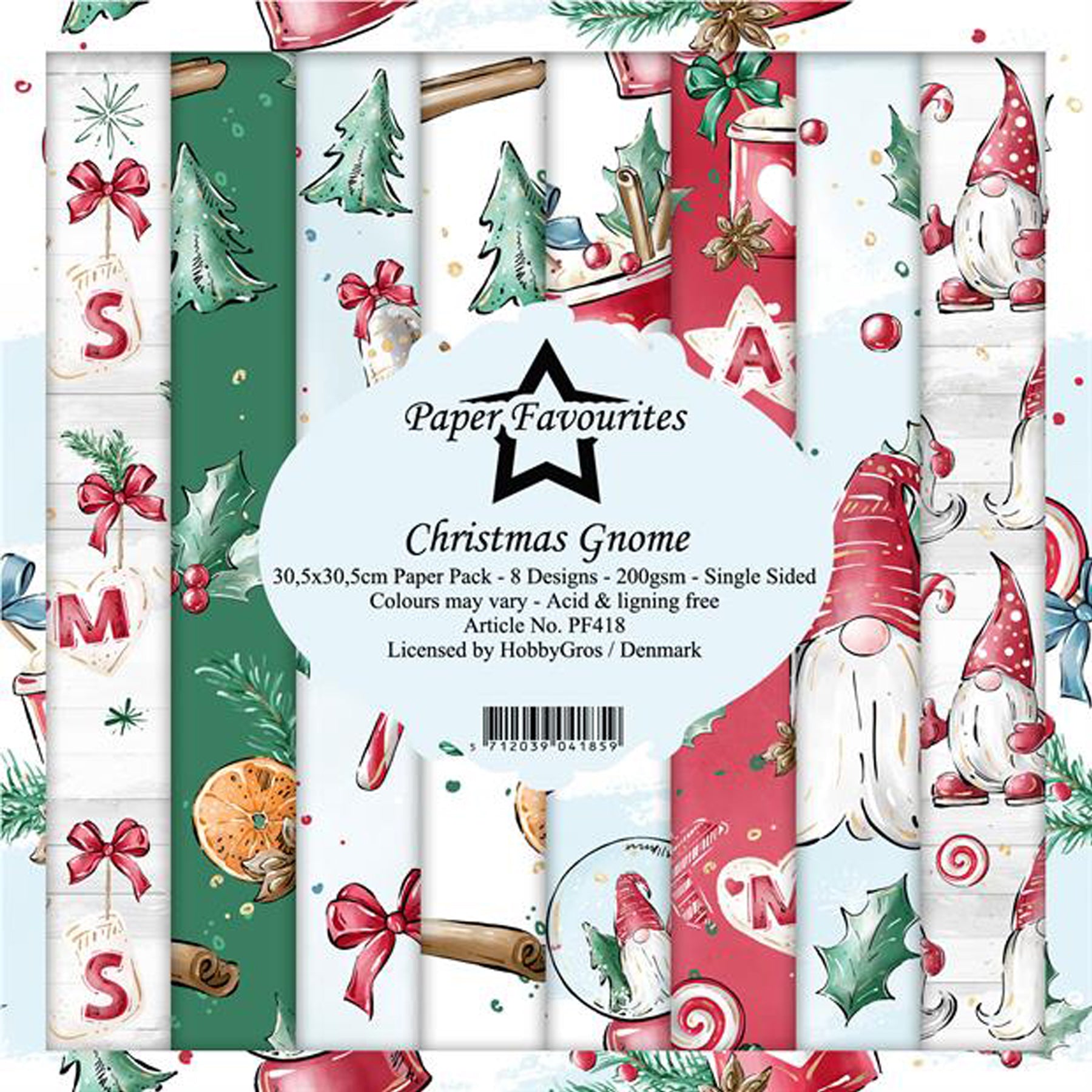 Crealive Paper Pad 200 g/m2 - 12’’ x 12’’ - Christmas Gnome Inhalt: 8 Blatt 8 Designs Spezifikationen: 12’’ x 12’’ (30.5 cm x 30.5 cm) 200 g/m2 einseitig bedruckt säure- und ligninfrei Dieses Paper Pad ist geeignet für: Karten Boxen 3D-Projekte Geschenkboxen & Verpackungen Plotten Scrapbooking Dieses einseitig bedruckte Designpapier mit weihnachtlichen Motiven & Gnomen ist eine witzige Basis für kreative, spezielle, individuelle Karten, Plotts,