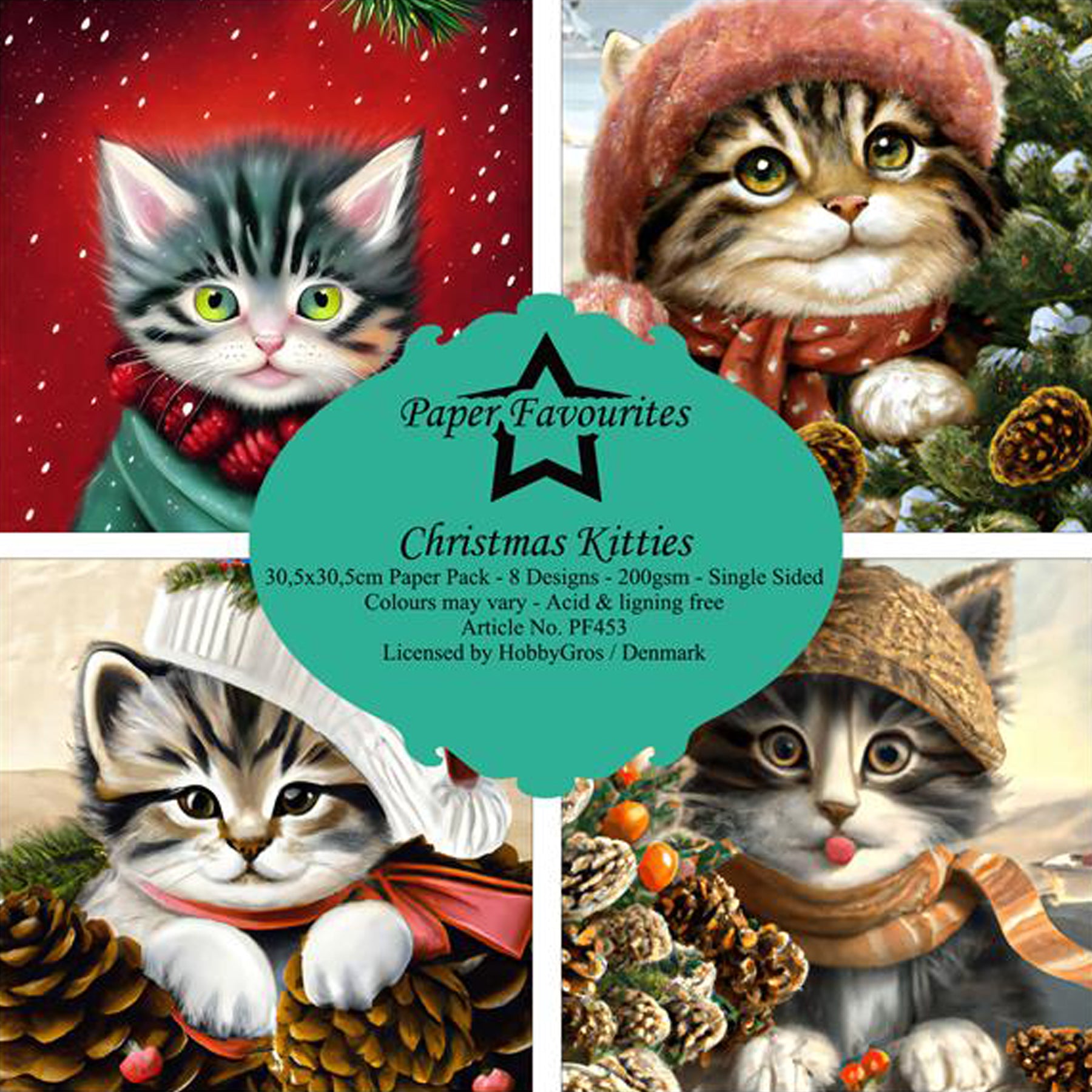 Crealive Paper Pad 200 g/m2 - 12’’ x 12’’ - Christmas Kitties
Inhalt:
• 8 Blatt
• 8 Designs
Spezifikationen:
• 12’’ x 12’’ (30.5 cm x 30.5 cm)
• 200 g/m2
• einseitig bedruckt
• säure- und ligninfrei
Dieses Paper Pad ist geeignet für:
• Karten
• Boxen
• 3D-Projekte
• Geschenkboxen & Verpackungen
• Plotten
• Scrapbooking
• Basteln mit Kindern