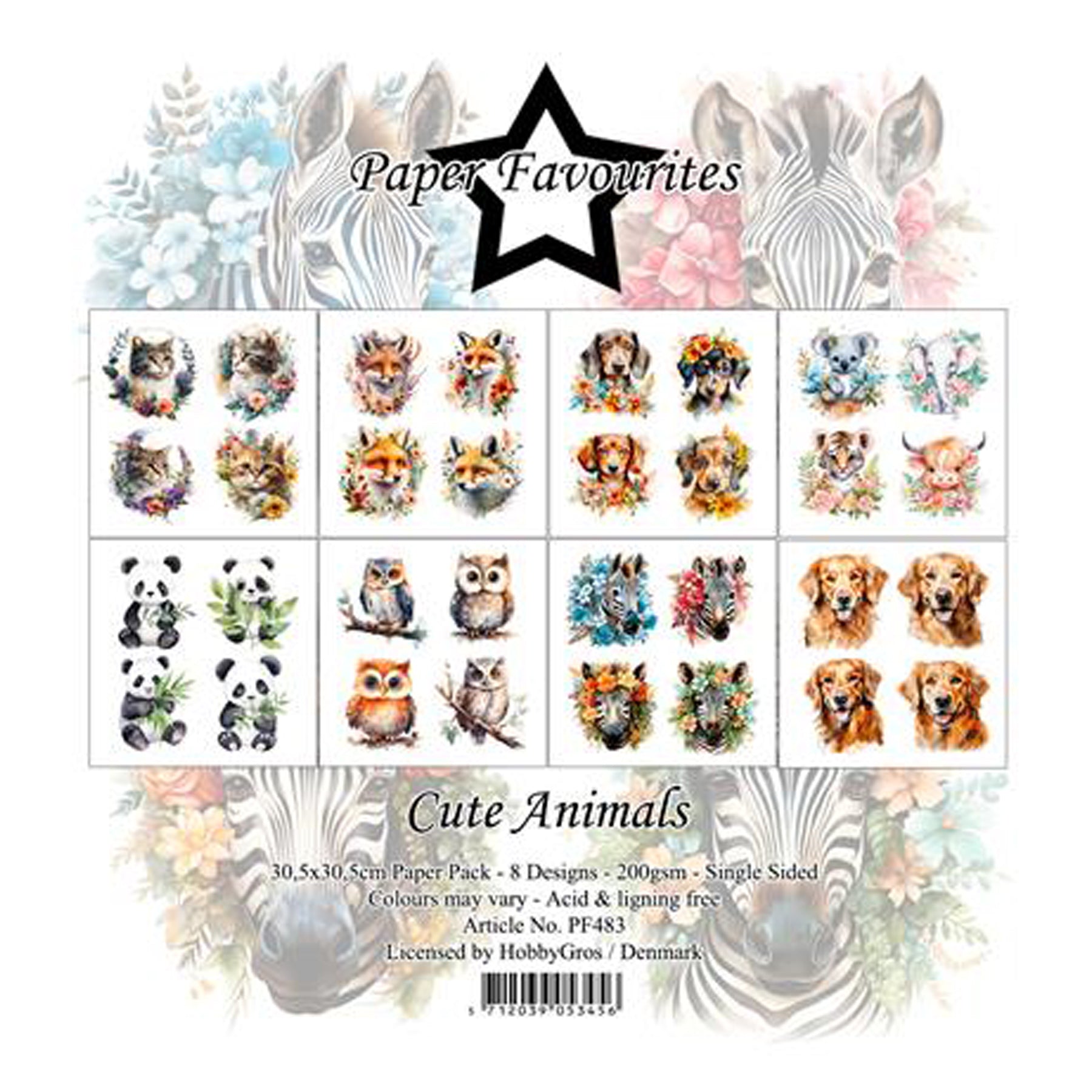 Crealive Paper Pad 200 g/m2 - 12’’ x 12’’ - Cute Animals
Inhalt:
• 8 Blatt
• 8 Designs
Spezifikationen:
• 12’’ x 12’’ (30.5 cm x 30.5 cm)
• 200 g/m2
• einseitig bedruckt
• säure- und ligninfrei
Dieses Paper Pad ist geeignet für:
• Karten
• Boxen
• 3D-Projekte
• Geschenkboxen & Verpackungen
• Plotten
• Scrapbooking
• Basteln mit Kindern