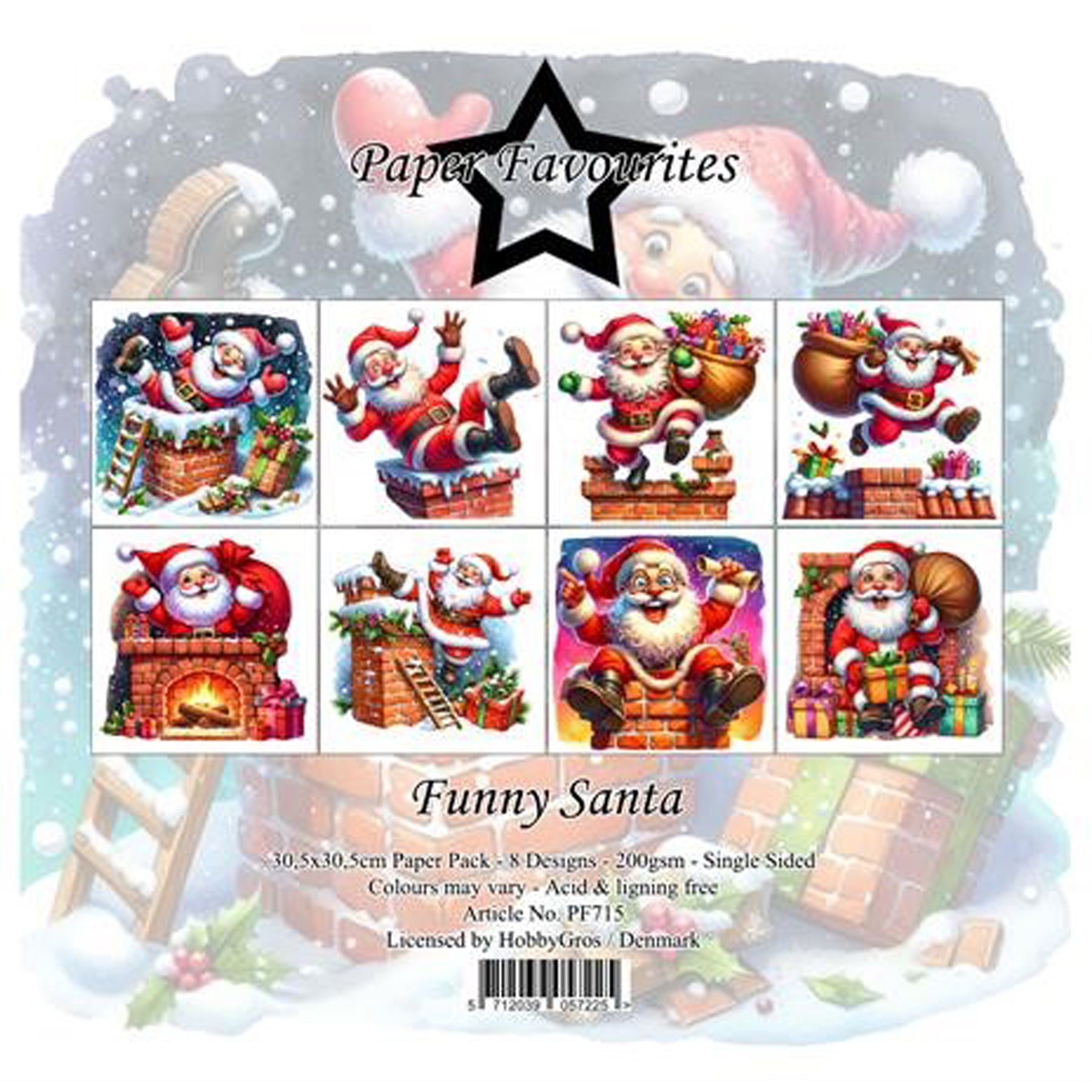 Crealive Paper Pad 200 g/m2 - 12’’ x 12’’ - Funny Santa
Inhalt:
• 8 Blatt
• 8 Designs
Spezifikationen:
• 12’’ x 12’’ (30.5 cm x 30.5 cm)
• 200 g/m2
• einseitig bedruckt
• säure- und ligninfrei
Dieses Paper Pad ist geeignet für:
• Karten
• Boxen
• 3D-Projekte
• Geschenkboxen & Verpackungen
• Plotten
• Scrapbooking
• Basteln mit Kindern
