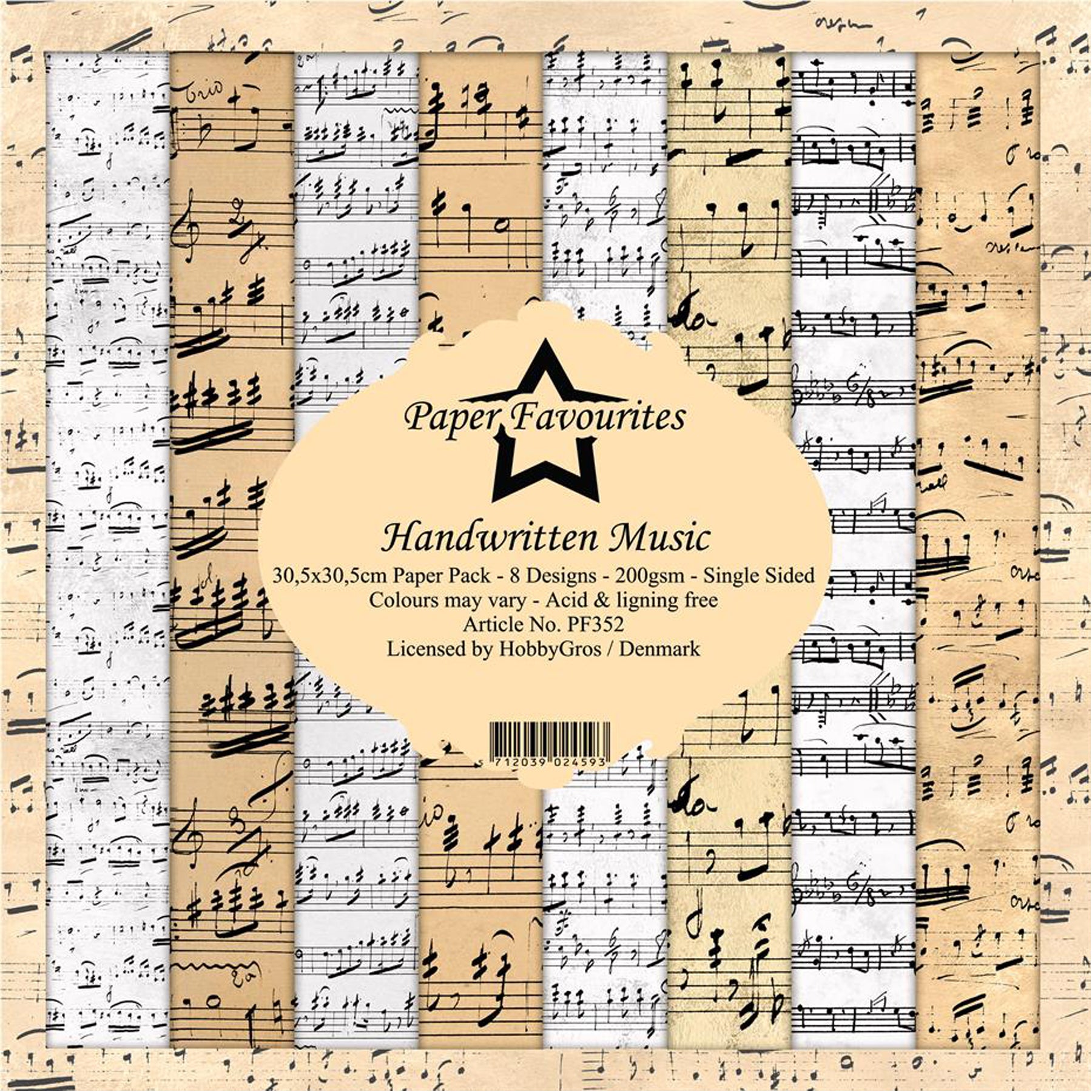 Crealive Paper Pad 200 g/m2 - 12’’ x 12’’ - Handwritten Music Inhalt: 8 Blatt 8 Designs Spezifikationen: 12’’ x 12’’ (30.5 cm x 30.5 cm) 200 g/m2 einseitig bedruckt Farben: Beigetöne-Brauntöne säure- und ligninfrei Dieses Paper Pad ist geeignet für: Karten Boxen 3D-Projekte Geschenkboxen & Verpackungen Plotten Scrapbooking