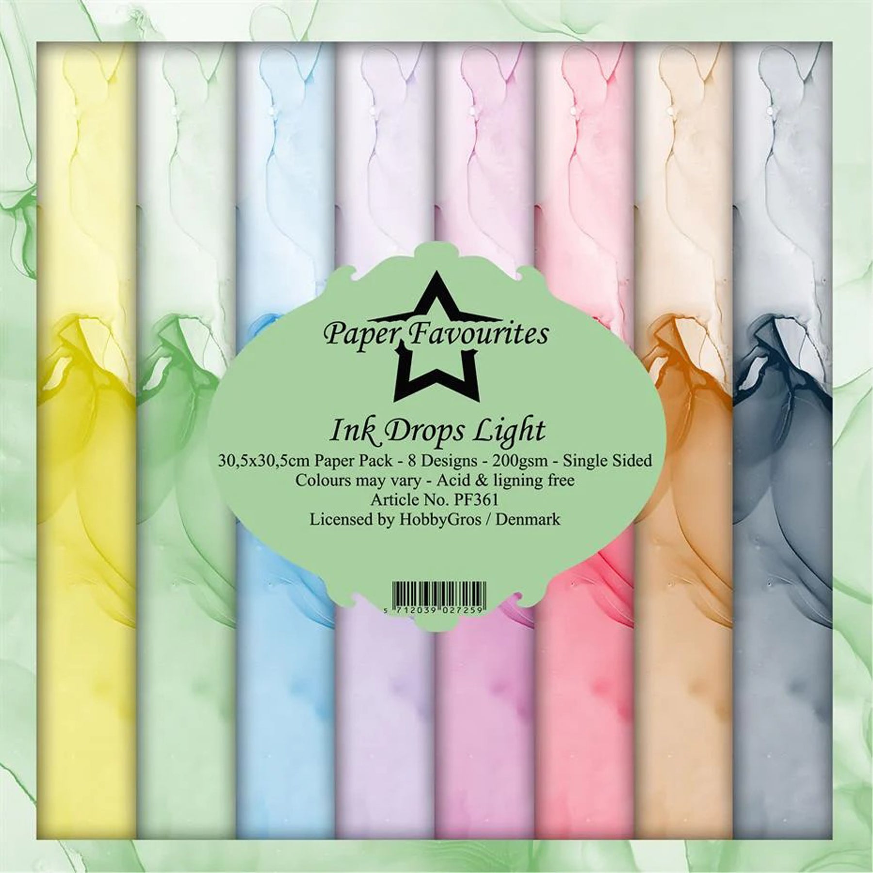 Crealive Paper Pad 200 g/m2 - 12’’ x 12’’ - Ink Drops Light Inhalt: 8 Blatt 8 Designs Spezifikationen: 12’’ x 12’’ (30.5 cm x 30.5 cm) 200 g/m2 einseitig bedruckt säure- und ligninfrei Dieses Paper Pad ist geeignet für: Karten Boxen 3D-Projekte Geschenkboxen & Verpackungen Plotten Scrapbooking