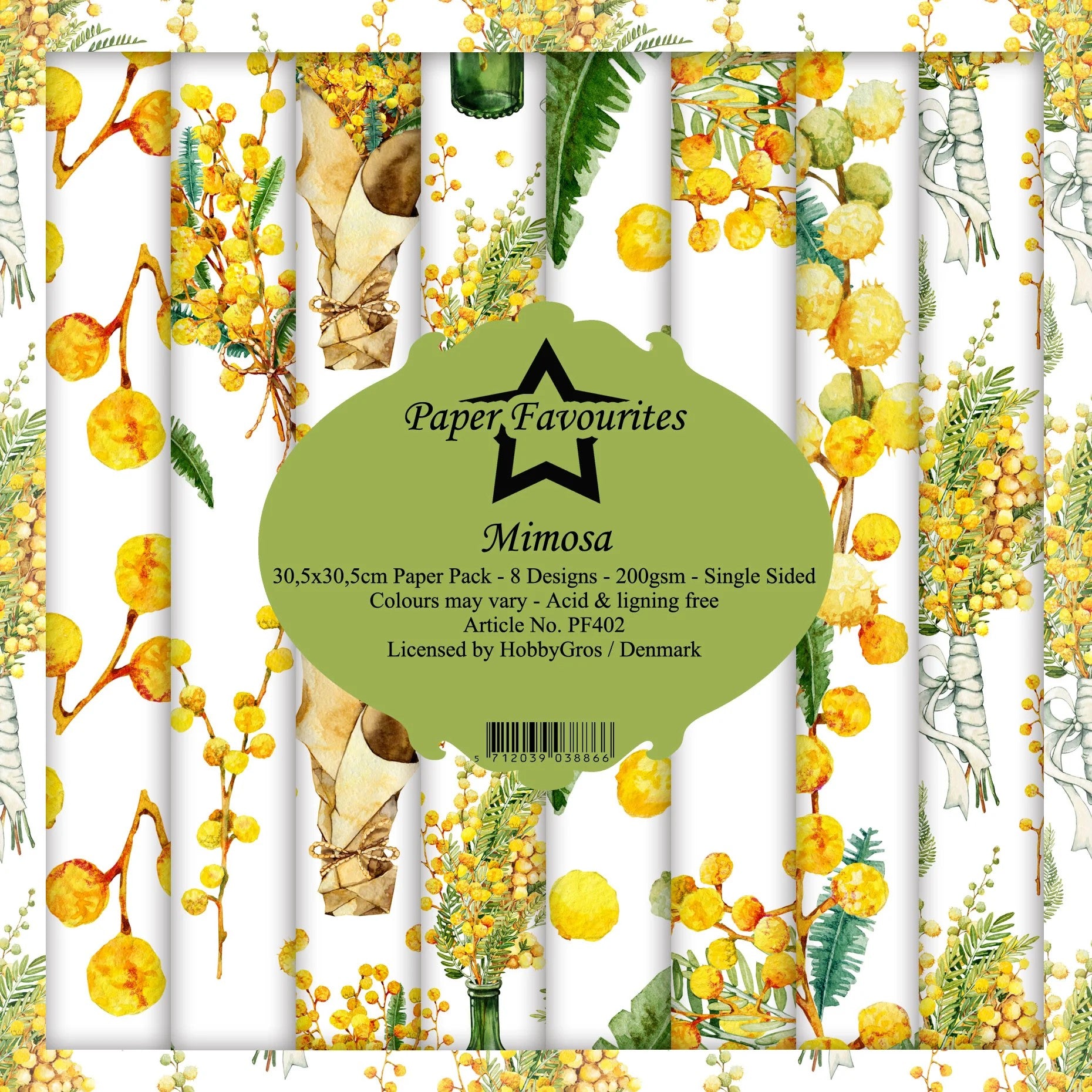 Crealive Paper Pad 200 g/m2 - 12’’ x 12’’ - Mimosa Inhalt: 8 Blatt 8 Designs Spezifikationen: 12’’ x 12’’ (30.5 cm x 30.5 cm) 200 g/m2 einseitig bedruckt säure- und ligninfrei Dieses Paper Pad ist geeignet für: Karten Boxen 3D-Projekte Geschenkboxen & Verpackungen Plotten Scrapbooking