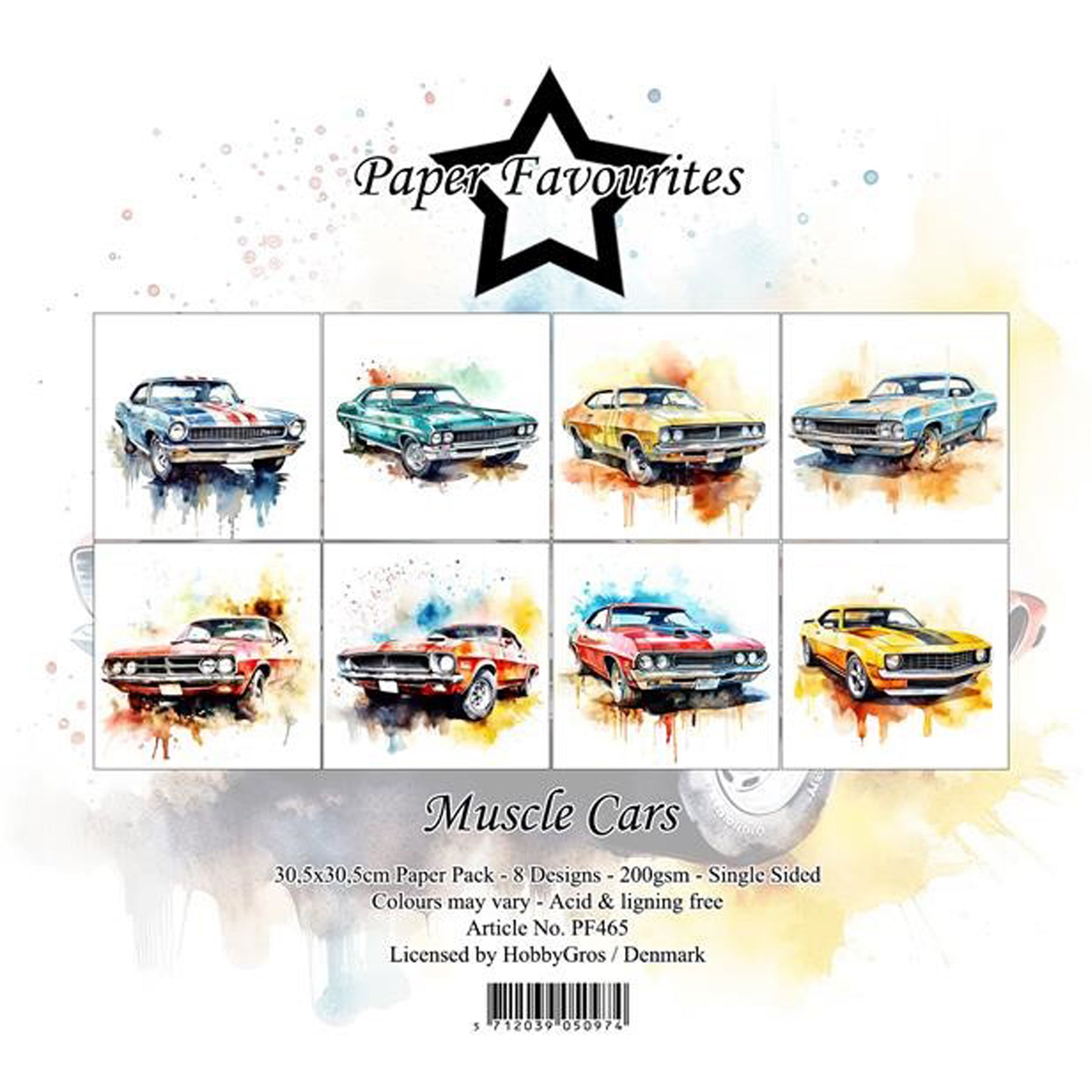 Crealive Paper Pad 200 g/m2 - 12’’ x 12’’ – Muscle Cars
Inhalt:
• 8 Blatt
• 8 Designs
Spezifikationen:
• 12’’ x 12’’ (30.5 cm x 30.5 cm)
• 200 g/m2
• einseitig bedruckt
• säure- und ligninfrei
Dieses Paper Pad ist geeignet für:
• Karten
• Boxen
• 3D-Projekte
• Geschenkboxen & Verpackungen
• Plotten
• Scrapbooking
• Basteln mit Kindern