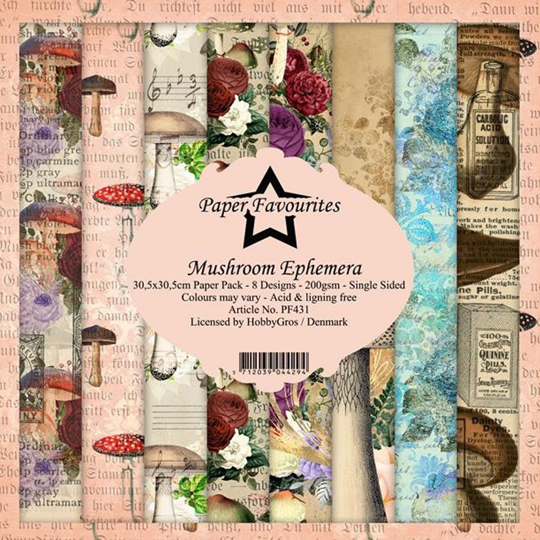 Crealive Paper Pad 200 g/m2 - 12’’ x 12’’ - Mushroom Ephemera
Inhalt:
• 8 Blatt
• 8 Designs
Spezifikationen:
• 12’’ x 12’’ (30.5 cm x 30.5 cm)
• 200 g/m2
• einseitig bedruckt
• säure- und ligninfrei
Dieses Paper Pad ist geeignet für:
• Karten
• Boxen
• 3D-Projekte
• Geschenkboxen & Verpackungen
• Plotten
• Scrapbooking
• Basteln mit Kindern