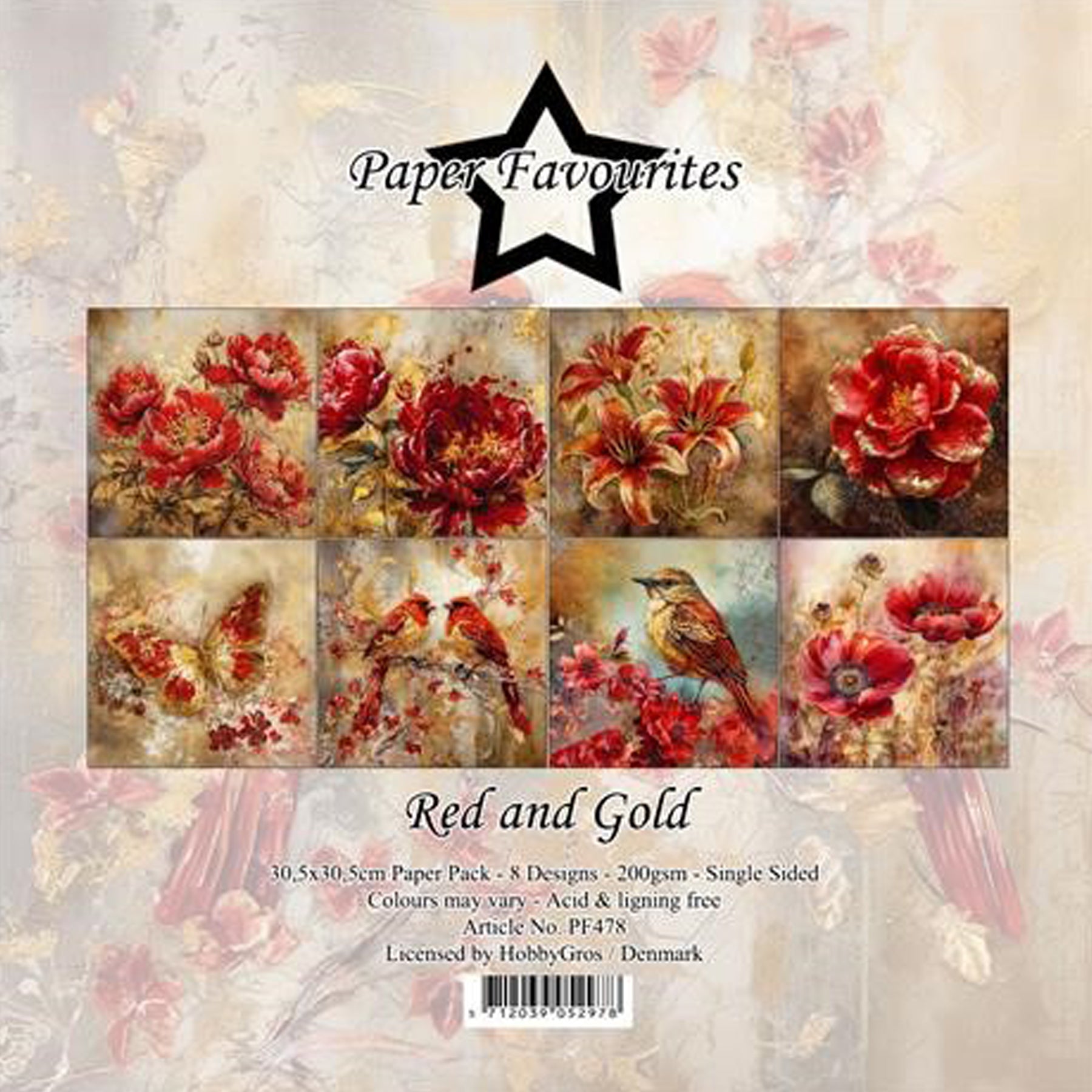 Crealive Paper Pad 200 g/m2 - 12’’ x 12’’ - Red and Gold
Inhalt:
• 8 Blatt
• 8 Designs
Spezifikationen:
• 12’’ x 12’’ (30.5 cm x 30.5 cm)
• 200 g/m2
• einseitig bedruckt
• säure- und ligninfrei
Dieses Paper Pad ist geeignet für:
• Karten
• Boxen
• 3D-Projekte
• Geschenkboxen & Verpackungen
• Plotten
• Scrapbooking
• Basteln mit Kindern