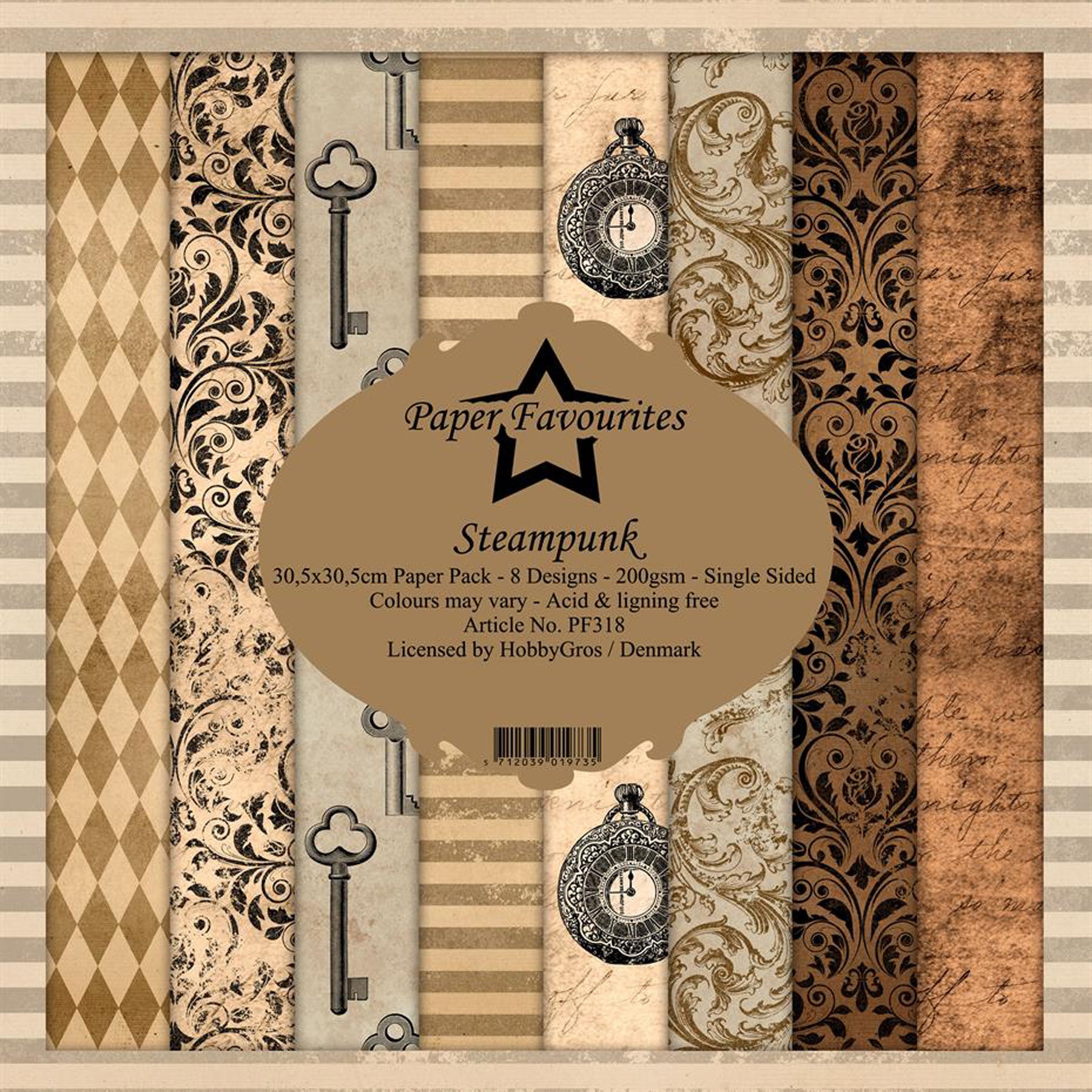 Crealive Paper Pad 200 g/m2 - 12’’ x 12’’ - Steampunk
Inhalt:
• 8 Blatt
• 8 Designs
Spezifikationen:
• 12’’ x 12’’ (30.5 cm x 30.5 cm)
• 200 g/m2
• einseitig bedruckt
• säure- und ligninfrei
Dieses Paper Pad ist geeignet für:
• Karten
• Boxen
• 3D-Projekte
• Geschenkboxen & Verpackungen
• Plotten
• Scrapbooking