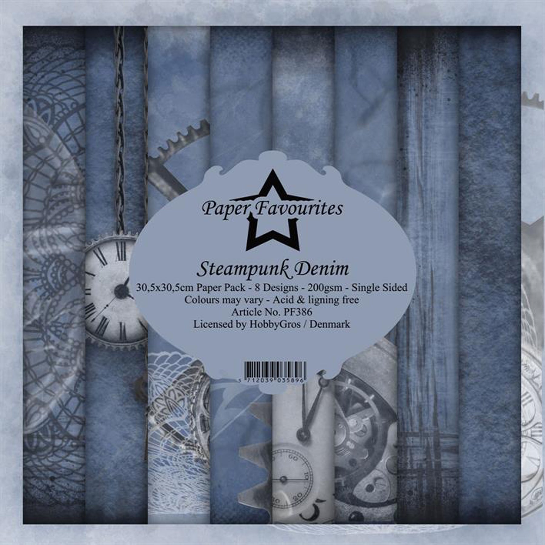 Crealive Paper Pad 200 g/m2 - 12’’ x 12’’ - Steampunk Denim
Inhalt:
• 8 Blatt
• 8 Designs
Spezifikationen:
• 12’’ x 12’’ (30.5 cm x 30.5 cm)
• 200 g/m2
• einseitig bedruckt
• säure- und ligninfrei
Dieses Paper Pad ist geeignet für:
• Karten
• Boxen
• 3D-Projekte
• Geschenkboxen & Verpackungen
• Plotten
• Scrapbooking
• Basteln mit Kindern