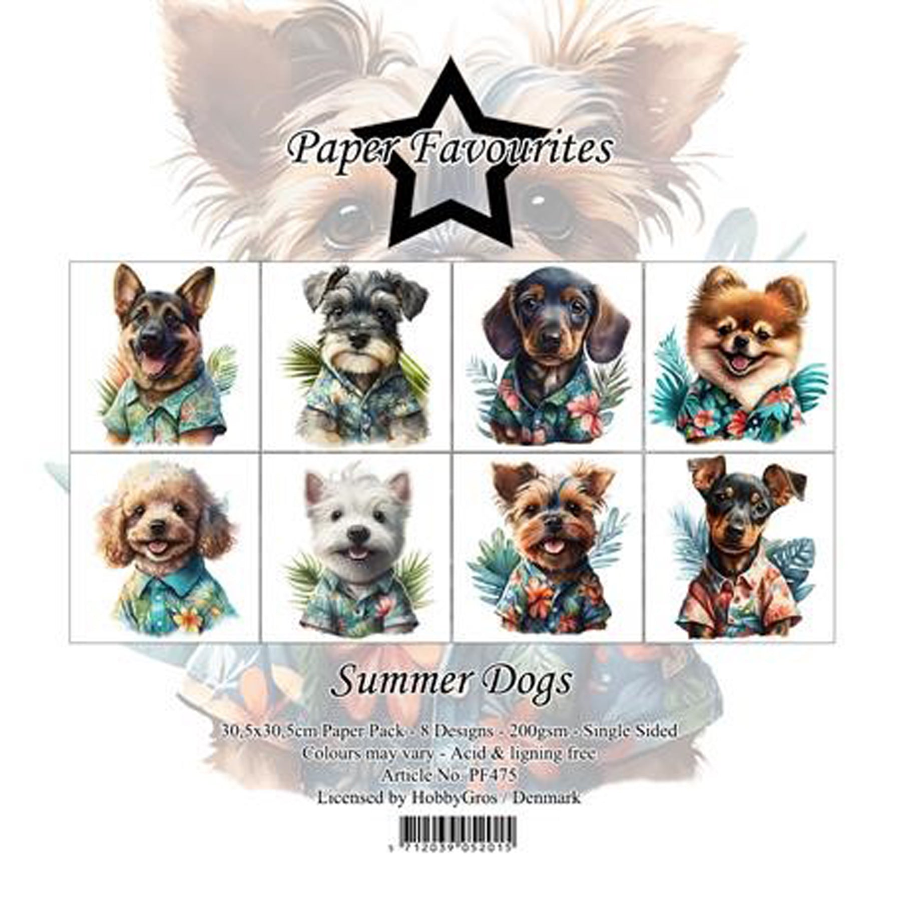 Crealive Paper Pad 200 g/m2 - 12’’ x 12’’ - Summer Dogs
Inhalt:
• 8 Blatt
• 8 Designs
Spezifikationen:
• 12’’ x 12’’ (30.5 cm x 30.5 cm)
• 200 g/m2
• einseitig bedruckt
• säure- und ligninfrei
Dieses Paper Pad ist geeignet für:
• Karten
• Boxen
• 3D-Projekte
• Geschenkboxen & Verpackungen
• Plotten
• Scrapbooking
• Basteln mit Kindern