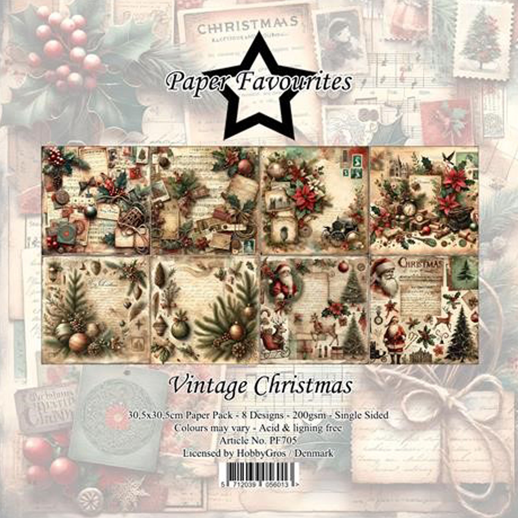 Crealive Paper Pad 200 g/m2 - 12’’ x 12’’ - Vintage Christmas
Inhalt:
• 8 Blatt
• 8 Designs
Spezifikationen:
• 12’’ x 12’’ (30.5 cm x 30.5 cm)
• 200 g/m2
• einseitig bedruckt
• säure- und ligninfrei
Dieses Paper Pad ist geeignet für:
• Karten
• Boxen
• 3D-Projekte
• Geschenkboxen & Verpackungen
• Plotten
• Scrapbooking
• Basteln mit Kindern