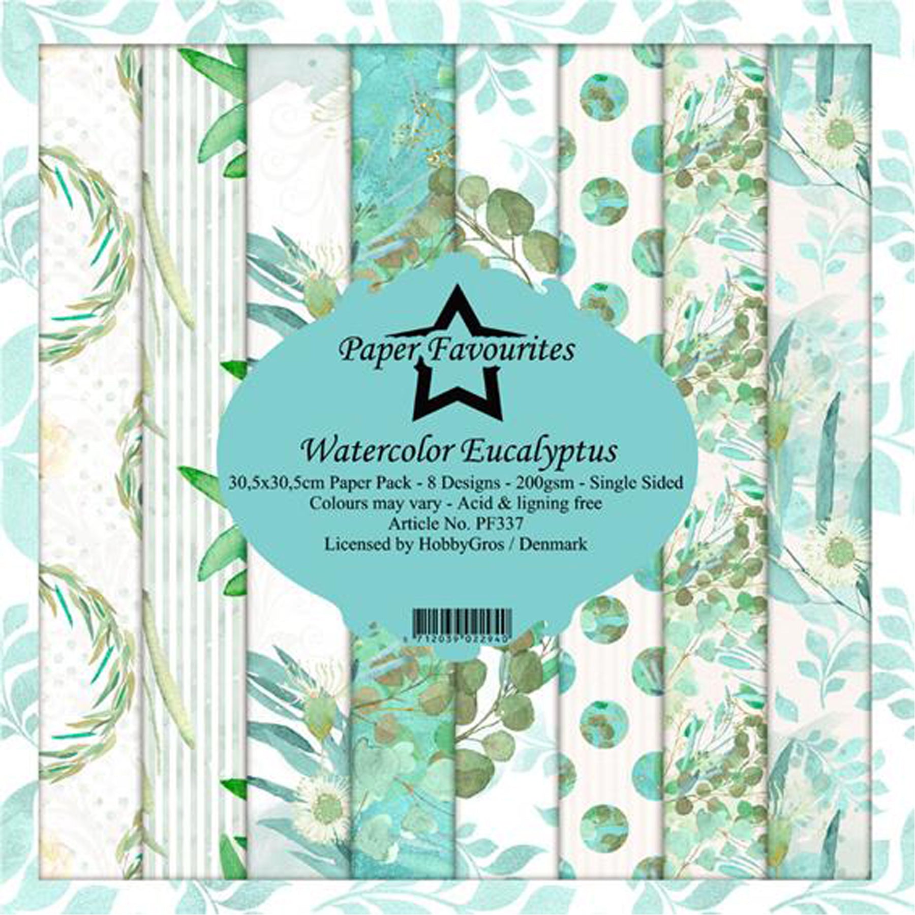 Crealive Paper Pad 200 g/m2 - 12’’ x 12’’ - Watercolor Eucalyptus
Inhalt:
• 8 Blatt
• 8 Designs
Spezifikationen:
• 12’’ x 12’’ (30.5 cm x 30.5 cm)
• 200 g/m2
• einseitig bedruckt
• säure- und ligninfrei
Dieses Paper Pad ist geeignet für:
• Karten
• Boxen
• 3D-Projekte
• Geschenkboxen & Verpackungen
• Plotten
• Scrapbooking
• Basteln mit Kindern