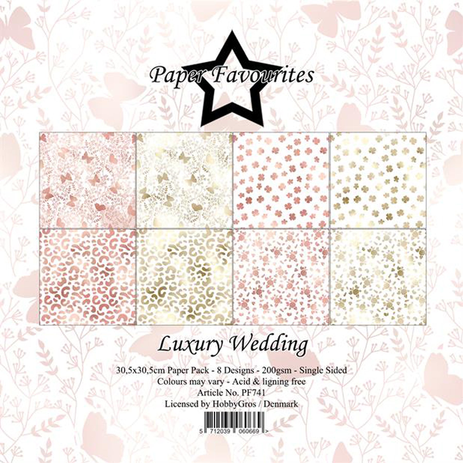 Crealive Paper Pad 200 g/m2 - 12’’ x 12’’ - Luxury Wedding
Inhalt:
• 8 Blatt
• 8 Designs
Spezifikationen:
• 12’’ x 12’’ (30.5 cm x 30.5 cm)
• 200 g/m2
• einseitig bedruckt
• säure- und ligninfrei
Dieses Paper Pad ist geeignet für:
• Karten
• Boxen
• 3D-Projekte
• Geschenkboxen & Verpackungen
• Plotten
• Scrapbooking
• Stanzen
• Prägen
• Journaling
• Mixed Media
Aus diesen einseitig bedruckten Hochzeits-Look Papieren kannst Du zauberhafte Karten, Verzierungen für Karten, Geschenkboxen, Verpackungen u