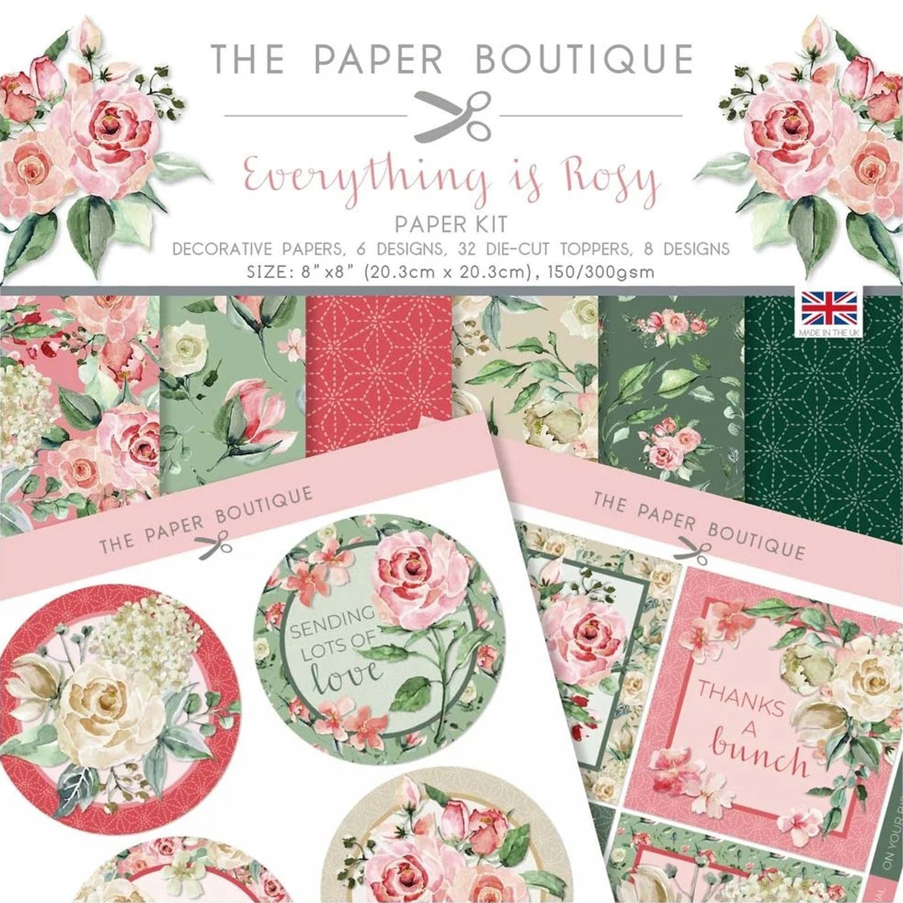 Crealive Design Papierset (Designpapier & Die Cut Toppers) - 8" x 8" - Everything Is Rosy
Spezifikationen:
• gemustertes Designpapier in 6 verschiedenen Designs
• 32 Die Cut Toppers (Stanzteile) in 8 verschiedenen Designs
• Grösse: 8’’ x 8’’ (20.3 cm x 20.3 cm)
• Designpapier: 150 g/m2
• Die Cut Toppers: 300 g/m2
• Marke: The Paper Boutique
Dieses Designpapier / Stanzteile (Die Cut) ist geeignet für:
• Briefe
• Verzierungen von Karten, Geschenkboxen & Verpackungen
• Scrapbooking
• Mixed Media
• Journa