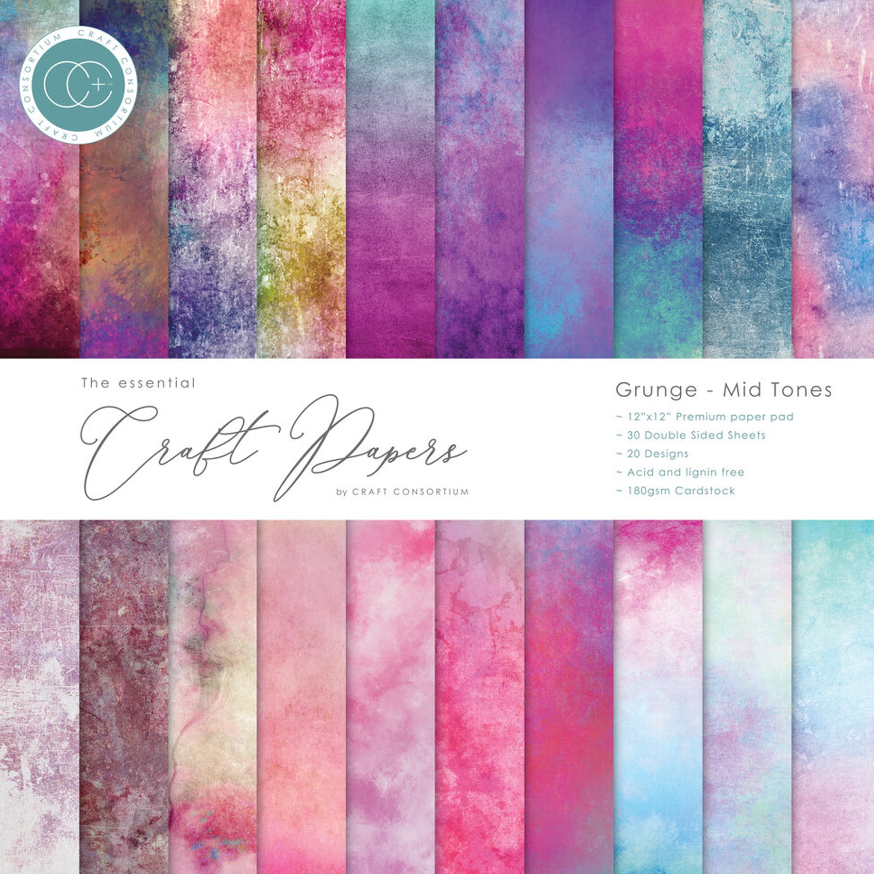 Crealive Premium Paper Pad 180 g/m2 - 12’’ x 12’’ - Grunge Mid Tones
Spezifikationen:
• 12’’ x 12’’ (30.5 cm x 30.5 cm) Motivpapier
• 180 g/m2
• beidseitig bedruckt
• säure- und ligninfrei
• 20 Designs
Inhalt:
• 30 Bogen
• 20 Designs
• beidseitig bedruckt
Dieses Paper Pad / Designpapier ist geeignet für:
• Karten
• Karten-Verzierungen
• Kuverts
• Verzierungen von Geschenkboxen & Verpackungen
• Plotten
• Scrapbooking