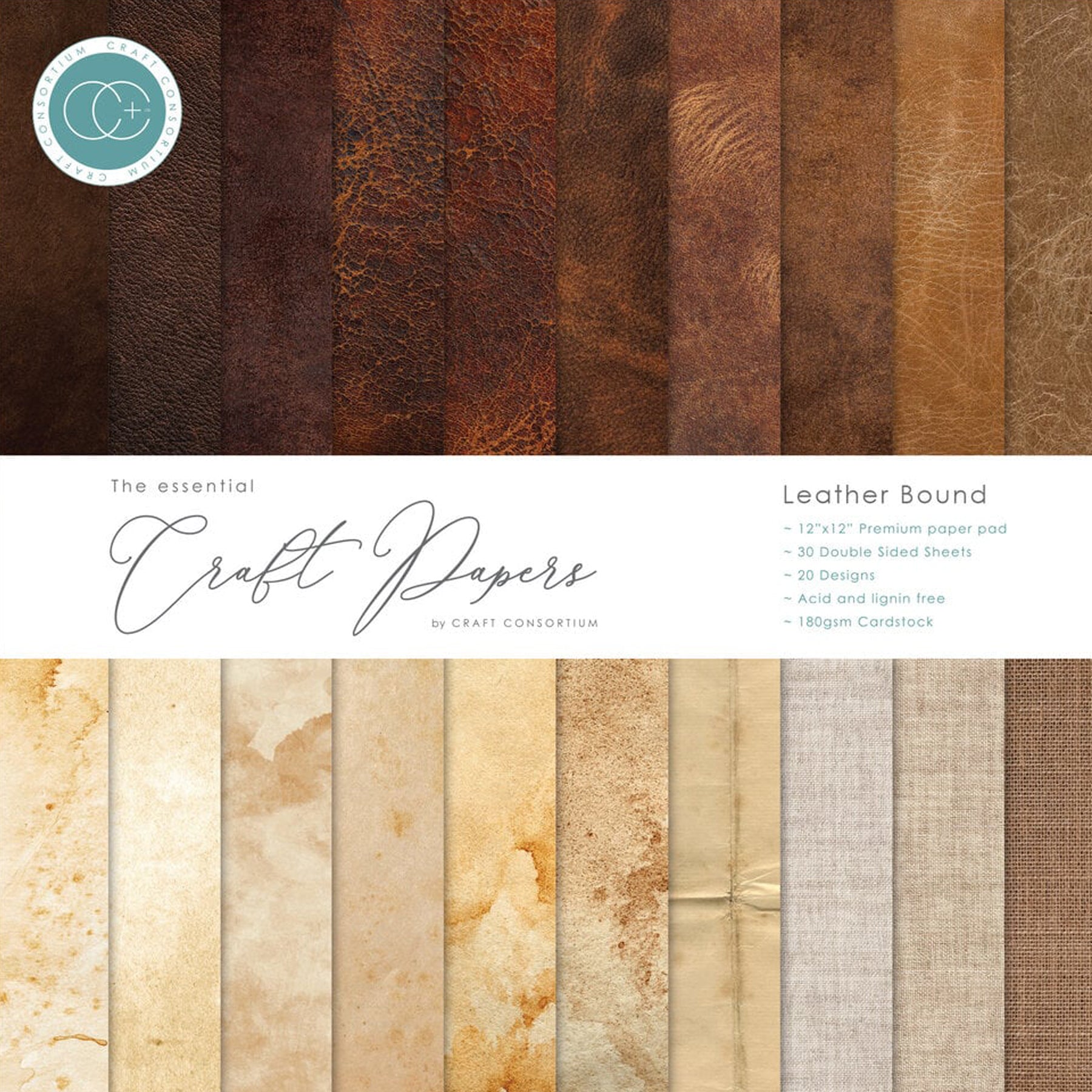 Crealive Premium Paper Pad / Papierblock 180 g/m2 - 12’’ x 12’’ - Leather Bound
Spezifikationen:
• 30 Blätter
• 20 Designs
• 12’’ x 12’’ (30.5 cm x 30.5 cm)
• 180 g/m2
• beidseitig bedruckt
• säure- und ligninfrei
Dieses Designpapier ist geeignet für:
• Karten
• Kuverts
• Verzierungen von Geschenkboxen & Verpackungen
• Plotten
• Scrapbooking
• Mixed Media
• Journaling