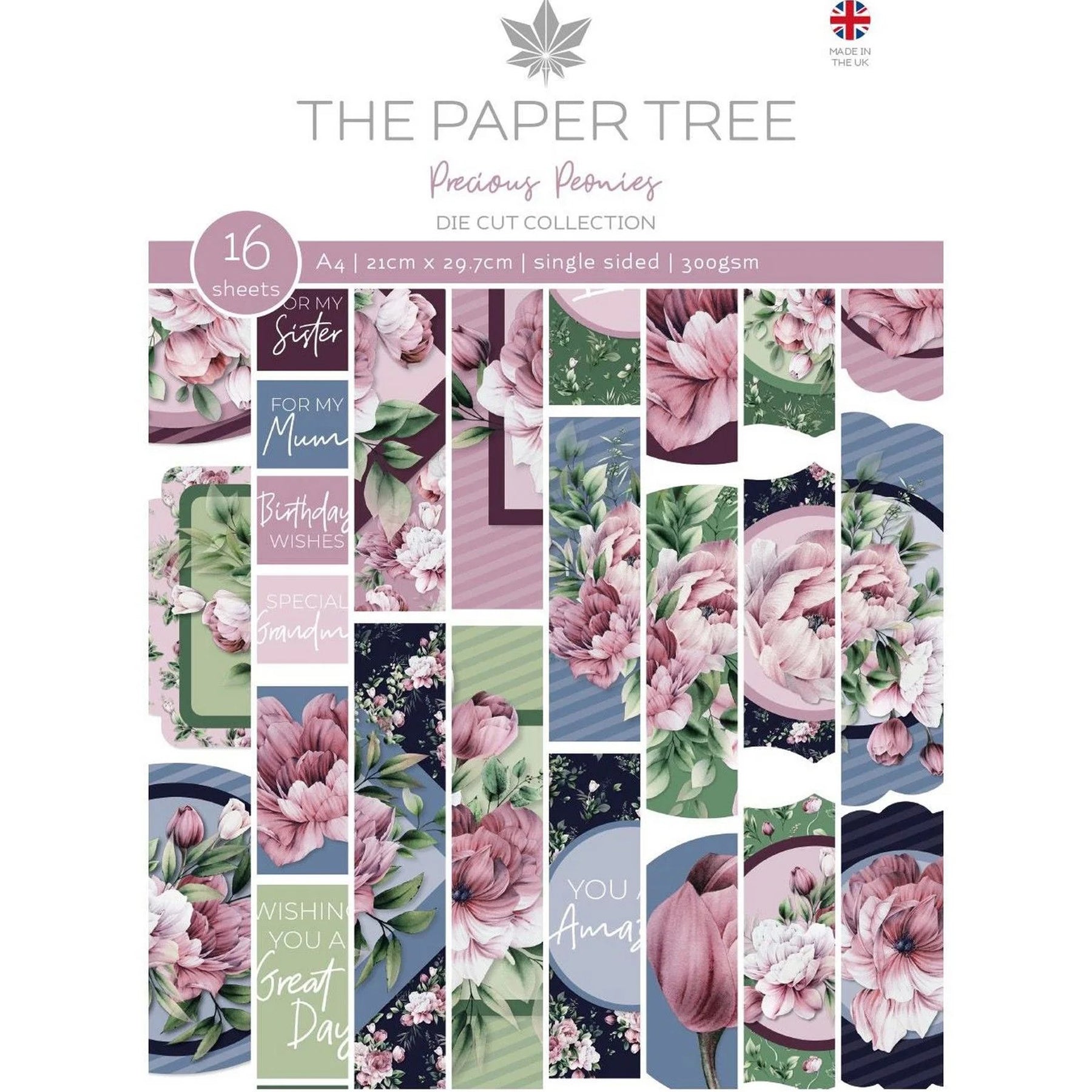 Crealive Designblock 300 g/m2 - A4 - Precious Peonies - Die Cut Collection
Spezifikationen:
• 16 Blätter
• verschiedene Papier Stanzteile (Die Cut)
• A4 (21.0 cm x 29.7 cm)
• 300 g/m2
• einseitig bedruckt
• lignin- und säurefrei
• Marke: The Paper Tree
Dieses Designpapier und Die Cuts (Stanzteile) ist geeignet für:
• Verzierungen von Karten, Geschenkboxen & Verpackungen
• Scrapbooking
• Mixed Media
• Journaling
Dieses Designset aus 300 g/m2 starken Papier mit bereits gestanzten (Die Cut) Designs ist e