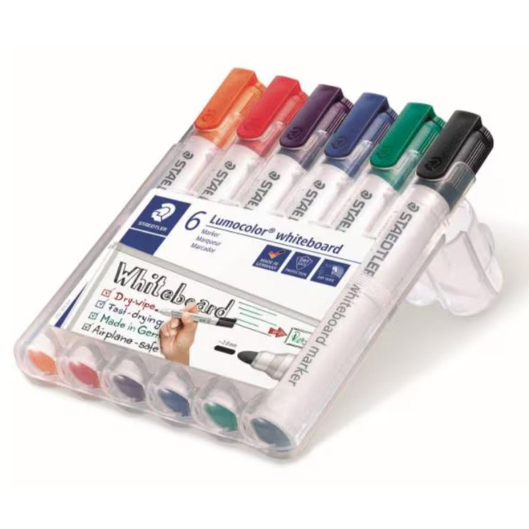 Crealive Staedtler Lumocolor 351 Whiteboard-Marker - 6 Stück
Inhalt:
• 6 Staedtler Lumocolor Whiteboard-Marker
Spezifikationen:
• Runde Spitze
• Strichbreite: 2 mm
• Farben: Orange, Rot, Violett, Blau, Grün & Schwarz
• trocken und leicht abwischbar auf deinem Whiteboard, Glas oder Porzellan
• trocknet auch nach mehreren Tagen mit offenem Deckel nicht aus
Die Whiteboard Marker sind für folgende Oberflächen geeignet:
• Whiteboard
• ASLAN Whiteboard Folie
• Glas
• Porzellan