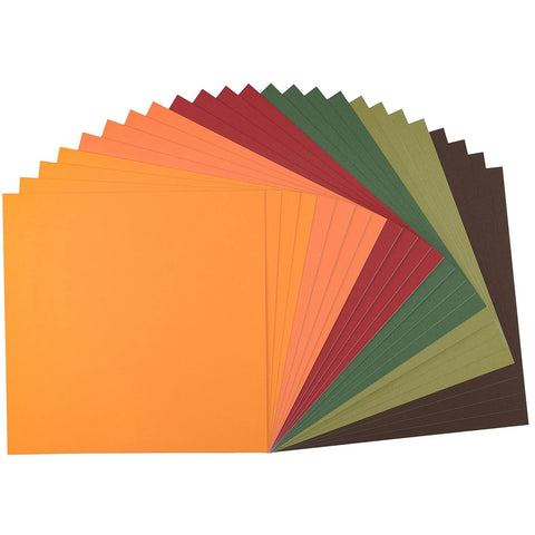 Crealive Stickerpapier Cardstock - 30.5 cm x 30.5 cm - Herbst   Das Stickerpapier haftet direkt, dank einer sehr starken Klebeschicht. Du kannst es auch bedrucken und beschrieben. Es ist auch kompatibel mit den meisten Stanz- und Prägemaschinen.      Inhalt:  24 Blätter Grösse: 12" x 12" (30.5 cm x 30.5 cm) 216 g/m2 6 Farben    Stickerpapier Cardstock ist geeignet für:  Scrapbooking-Seiten Karten Einladungen Dekorationen Papierprojekte