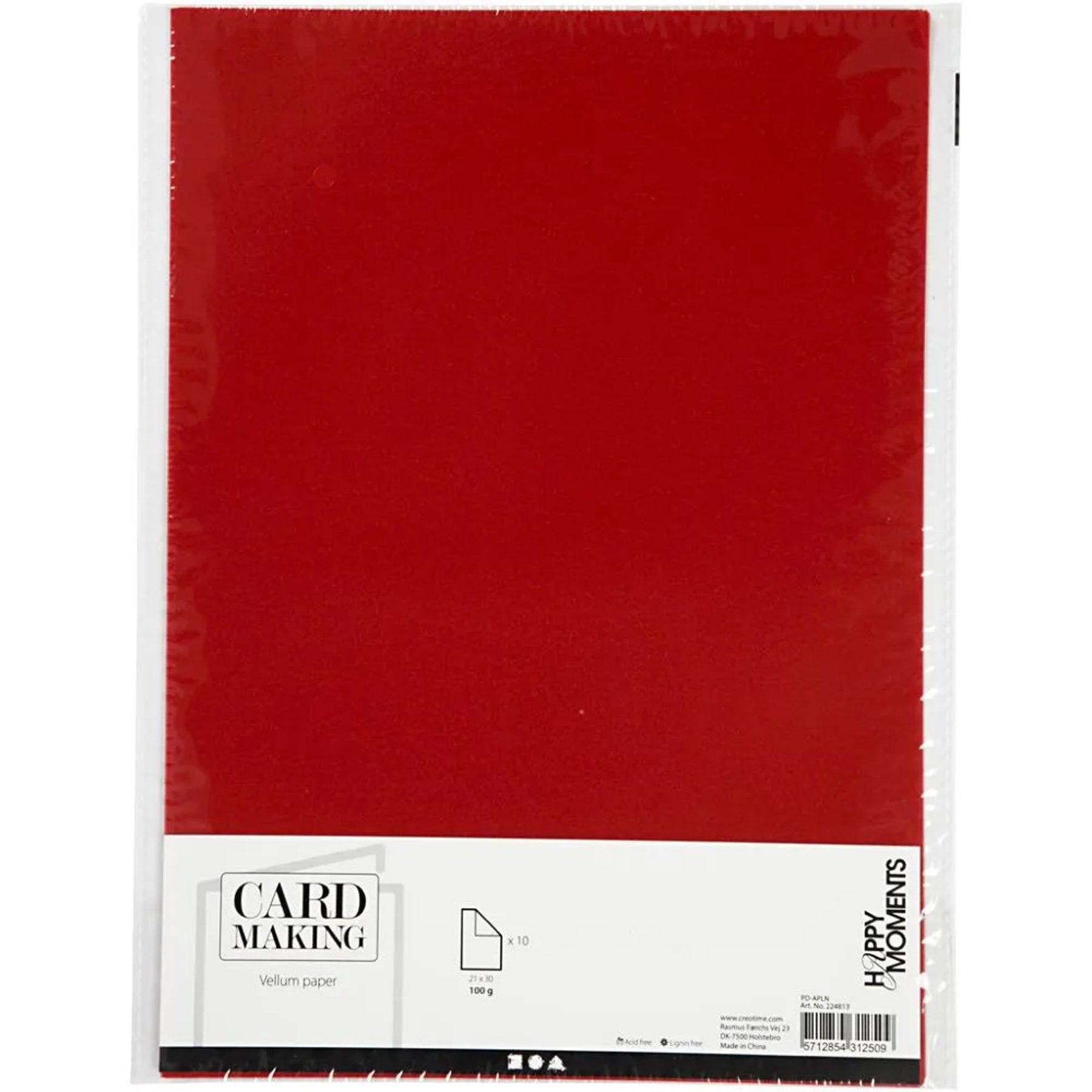 Crealive Transparentpapier 100 g/m2 - A4 – Rot (10 Blätter)
Inhalt:
• 10 Transparentpapiere
Spezifikationen:
• A4 (21.0 cm x 29.7 cm)
• 100 g/m2
• milchig transparent
• bedruckbar mit Ink- und Laserdrucker (bitte beim Drucker prüfen ob dieser für das Bedrucken von Transparentpapier geeignet ist)
• beschreibbar
• lignin- und säurefrei
Transparentpapier ist geeignet für:
• Karten
• Plotten
• Fenster bei Häuschen