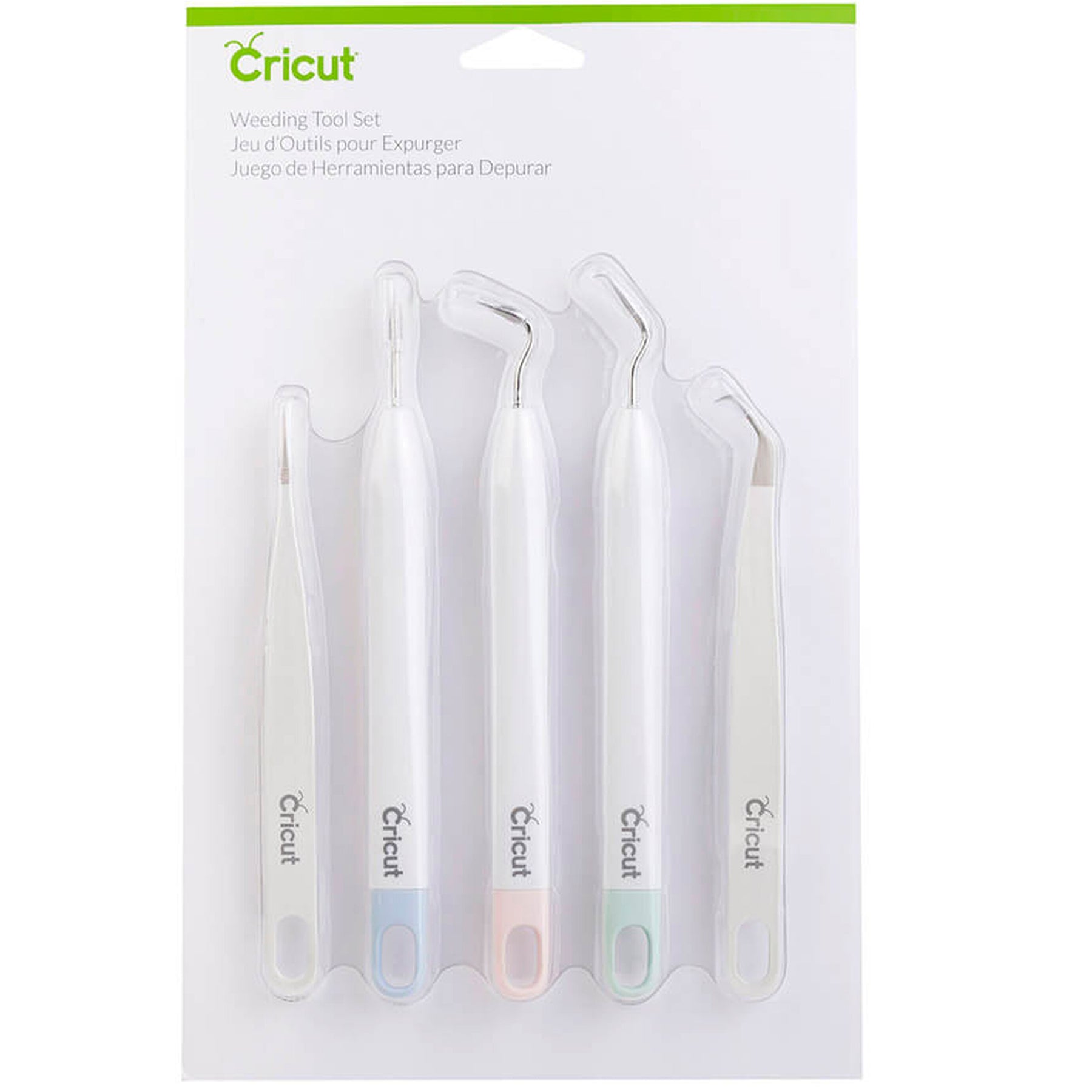Crealive Cricut Entgitter-Werkzeugset / Weeding Tool Set
Inhalt
• 1 feine Pinzette
• 1 Hakenpinzette
• 1 Entgitterer
• 1 Piercingwerkzeug
• 1 Hakenentgitterer
Du liebst filigrane Vinyl-Designs? Dann macht das Entgittern mit dem Entgitter-Werkzeugset richtig Spass! Dieses Spezialset enthält 5 Werkzeuge für schnelles, einfaches und präzises Entgittern. Die feine Pinzette mit langen, feinen Spitzen hält und hebt schmale, empfindliche Vinylstreifen. Grössere Stücke entfernst du mit der Hakenpinzette. Ausserd