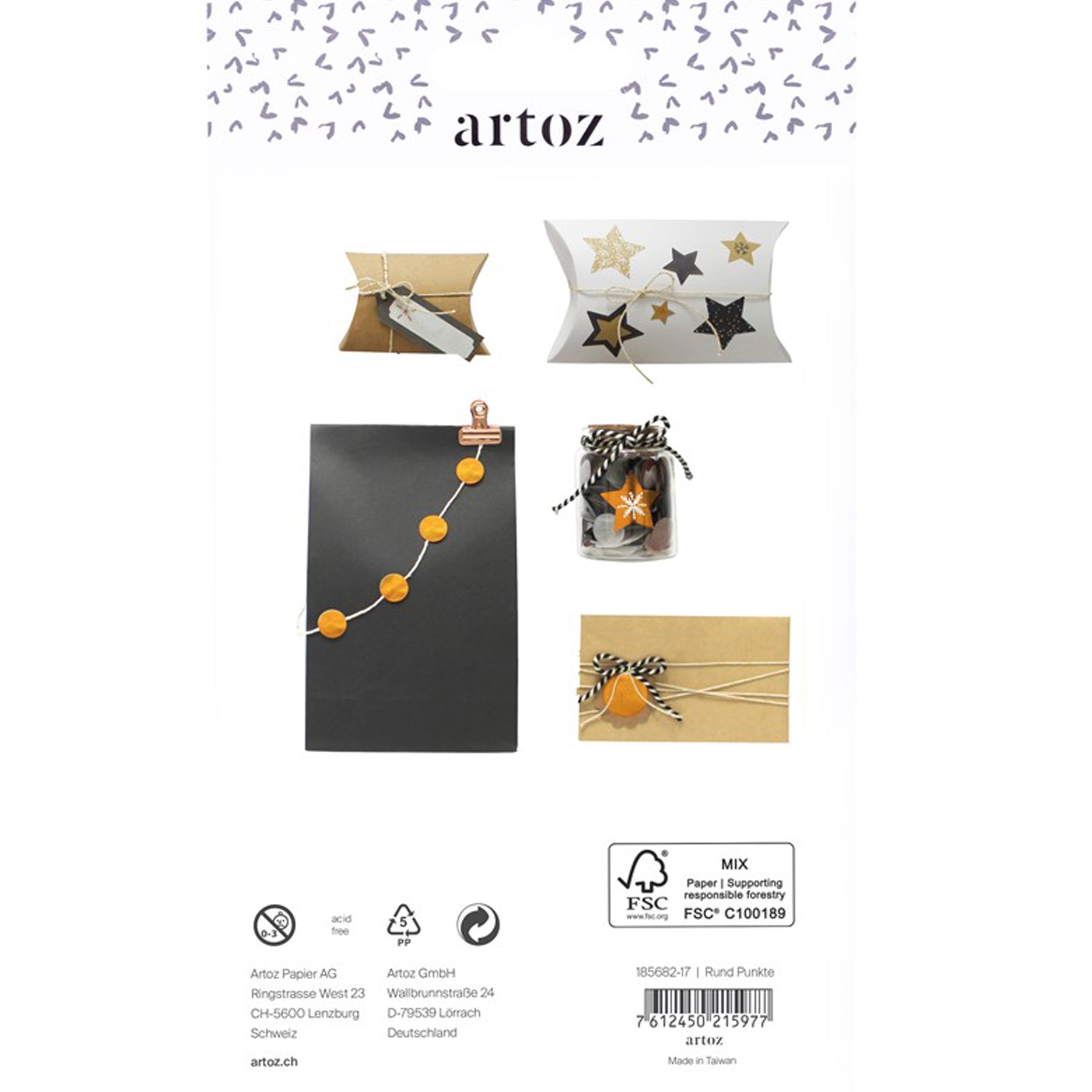Crealive Sticker Rund Punkte
Spezifikationen:
• 6 Bögen
• Material: Papiersticker
• selbstklebend
• Hot Foil Print
• Swiss Design
• FSC zertifiziert
• Marke: Artoz
Mit diesen hochwertigen Papierstickern von Artoz kannst du deiner Kreativität freien Lauf lassen. Du kannst deine Notizen aufpeppen, dein Scrapbook verschönern, Geschenke & Karten personalisieren und vieles mehr. Diese Sticker sind die perfekte Wahl für alle deine DIY Projekte und machen Spass.