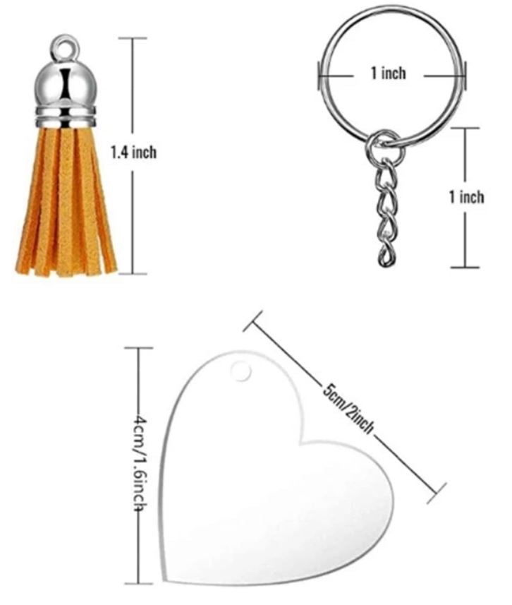 Disque acrylique pour porte-clés - coeur