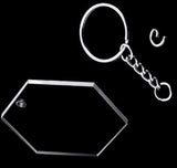 Acrylscheibe für Schlüsselanhänger - Hexagon     Inhalt:  1 Acrylscheibe Hexagon Schlüsselanhänger Öse 1 Quaste    Spezifikationen:  Hexagon 5 cm Stärke: 2 mm Quasten: 42 Farben
