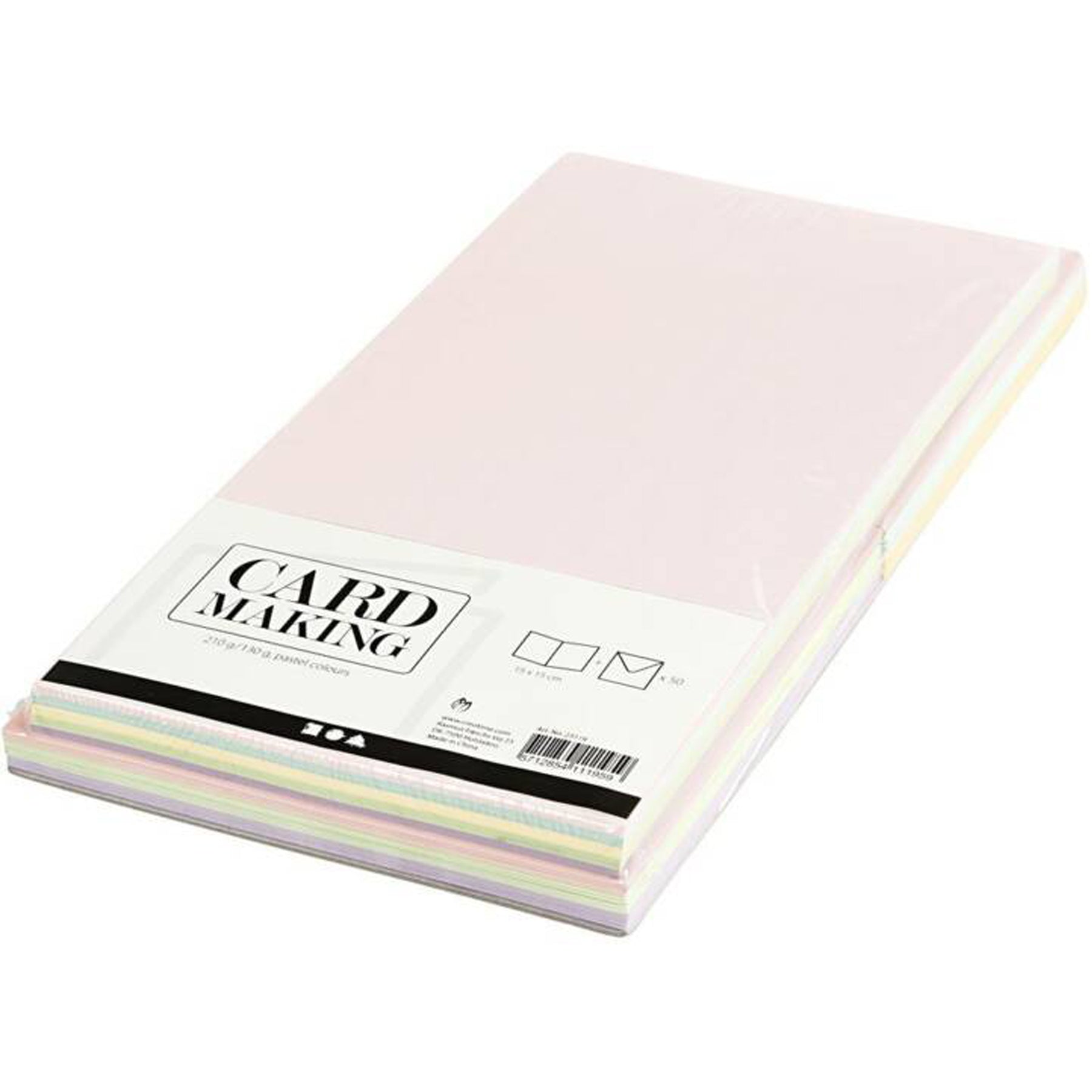 Crealive 50 Blanko Karten & Couverts - Pastell Inhalt: 50 Doppel Karten 50 Couverts Spezifikationen: Doppel-Karten Format: 15 x 15 cm (zusammengeklappt) Couvert Format: 16 x 16 mm Doppelkarten: 210 g/m2 Couvert: 130 g/m2 ohne Fenster Farben: 10 x Blau, 10 x Gelb, 10 x Rosa, 10 x Violett & 10 x Grün Nassklebung oder Lasche zum Einstecken beidseitig farbig (voll durchgefärbt)
