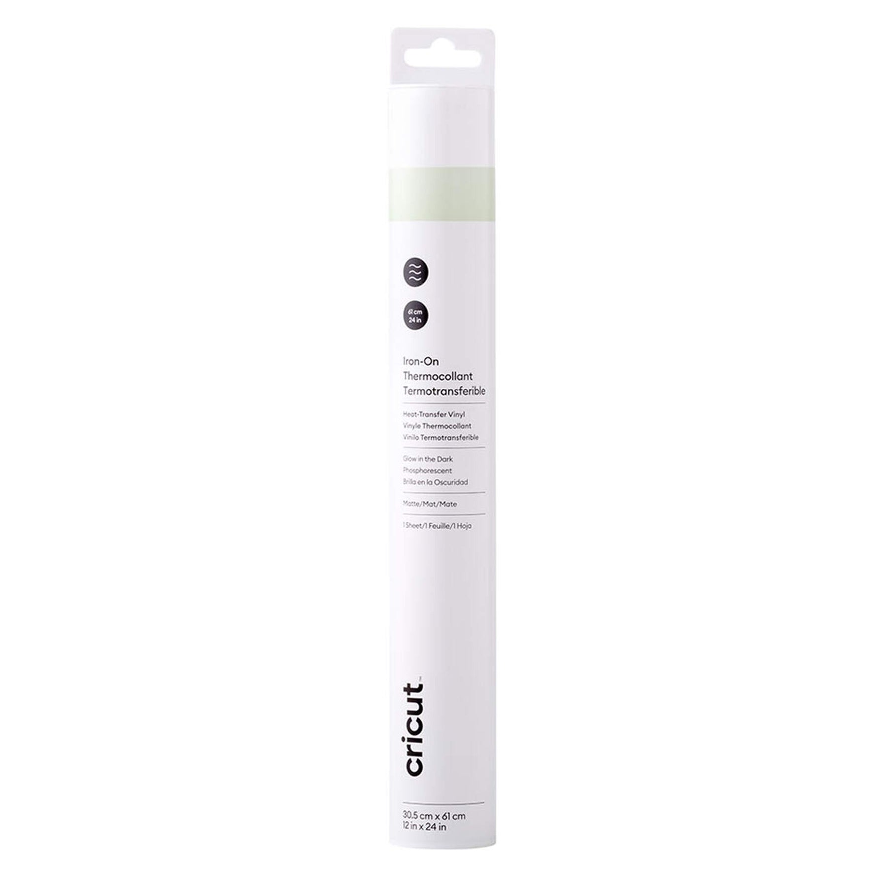 Crealive Cricut Flexfolie / Iron-On - Glow in the Dark Inhalt: 1 Rolle Cricut Iron-On Glow in the Dark - 30,5 cm x 61 cm (12" x 24") Spezifikationen: Cricut Iron-On / Flexfolie Grösse: 30,5 cm x 61 cm (12" x 24") einfach zu Entgittern und mühelos aufzutragen ideal für Kostüme, T-Shirts, Sweatshirts und mehr für optimales Leuchten bei direkter Lichteinstrahlung aufladen für alle Cricut® Maschinen (für Cricut Joy auf die entsprechende Breite zuschneiden)