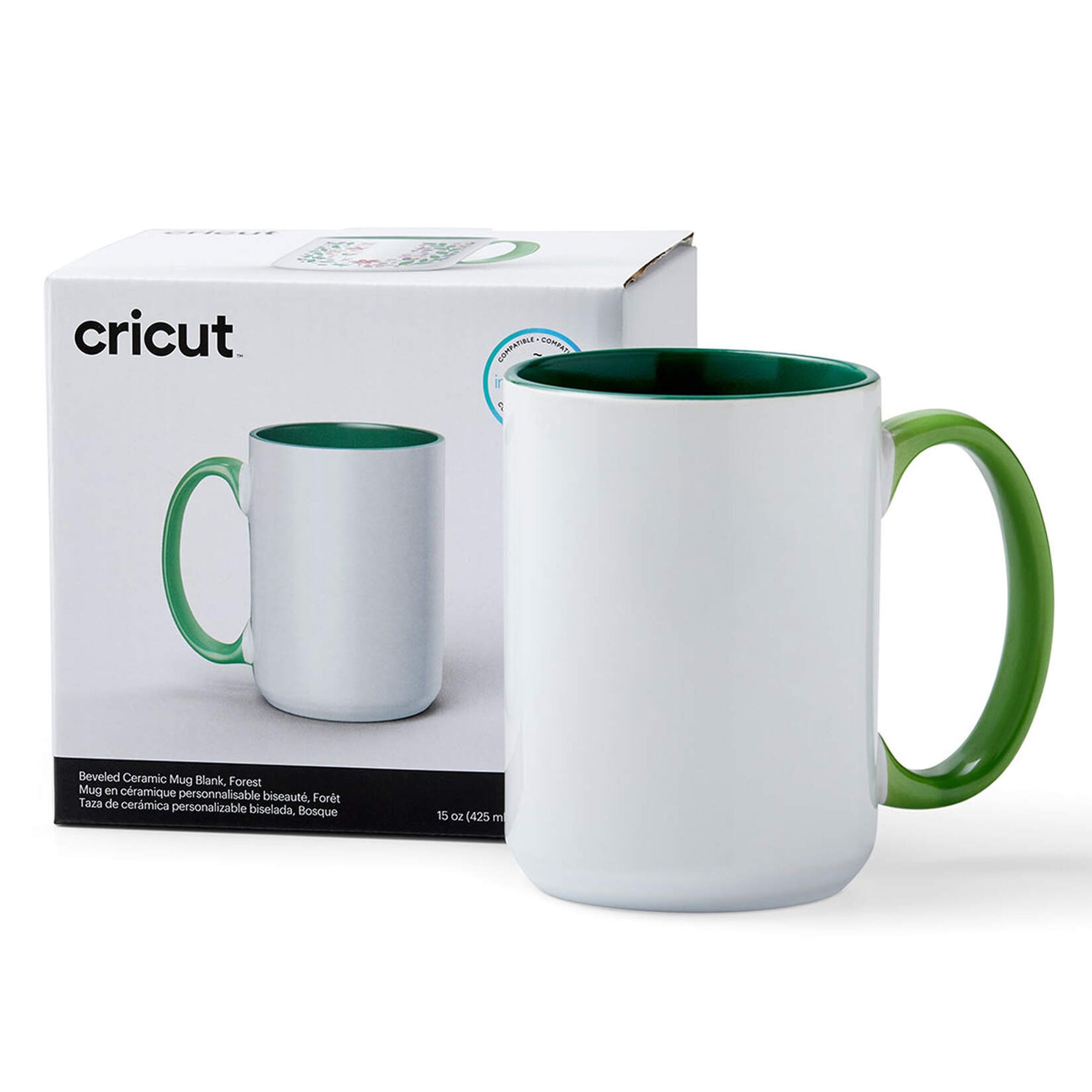 Crealive Cricut Keramiktasse 425 ml - Forest - 1 Stück Gestalte lebendige, professionelle & personalisierte Tassen. Im Design Space erstellst Du mit Hilfe der kostenlosen Tassen-Vorlage Dein Design, so dass Du es korrekt platzieren kannst auf der Tasse. Danach lässt Du den Schneideplotter Dein Design entweder aus den Infusible Ink Transferbögen schneiden oder lässt es Zeichnen mit den Infusible Ink Stiften. Die Tassenpresse übernimmt dann die restliche Arbeit für Dich und bringt Dein Design auf die Tasse.