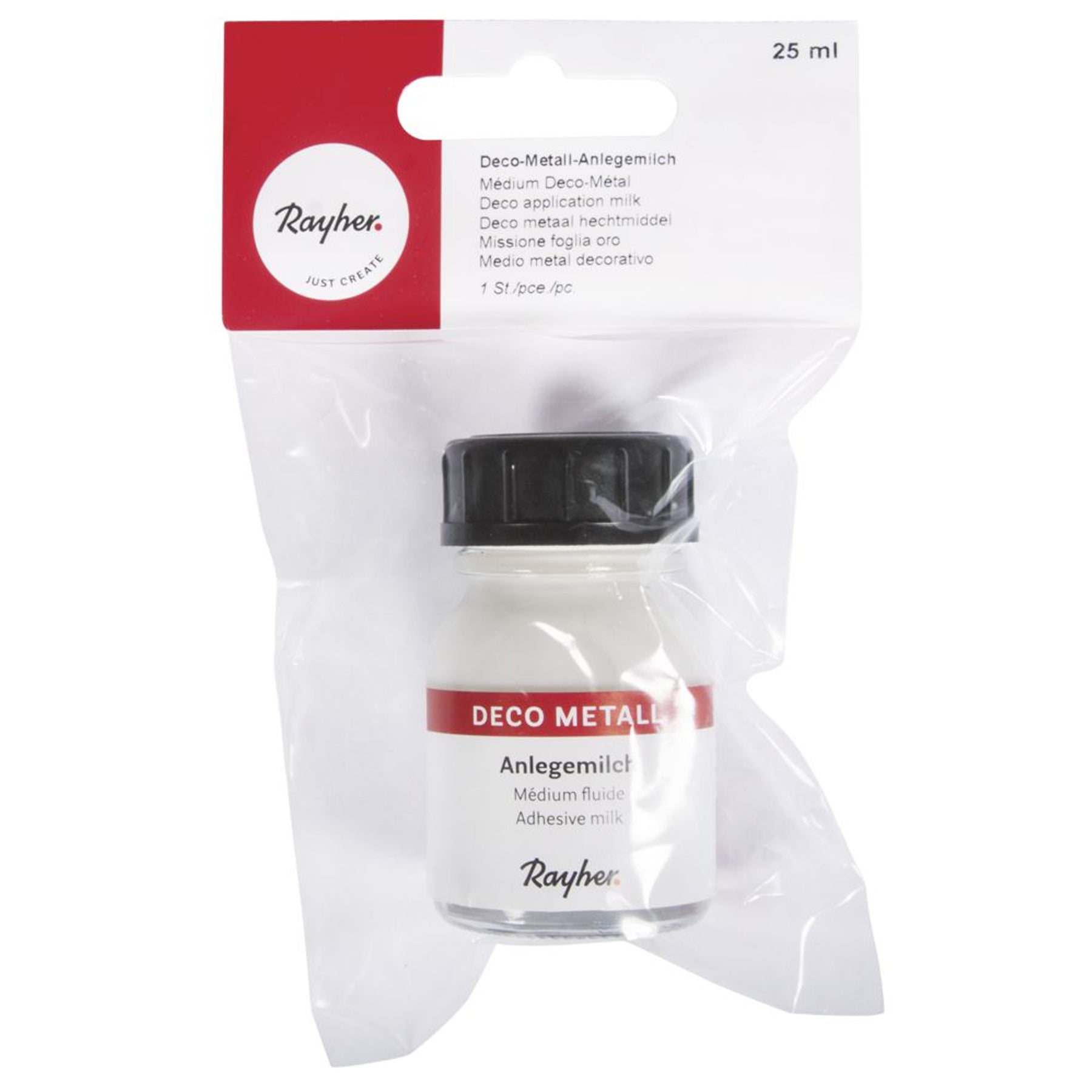 Crealive Deco Metall Anlegemilch Inhalt: 25 ml Anlegemilch Anleitung: dünnflüssige, milchige Flüssigkeit mit leicht klebriger Konsistenz auf den gewünschten Untergrund auftragen antrocknen lassen (sie behält eine klebrige Konsistenz) Deco-Metall-Flocken auflegen und mit dem Finger oder einem weichen Pinsel vorsichtig andrücken mit Schutzlack versehen