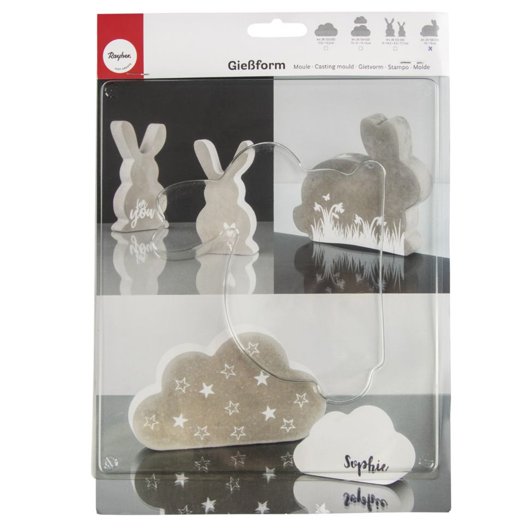 Crealive Giessform - Hase seitlich Inhalt: 1 Giessform: Hase seitlich Spezifikationen: Material: PET Motivgrösse: 15 x 13 cm Tiefe: 3 cm Farbe: hochtransparent stabil wieder verwendbar kann auch für Kreativ-Beton Figuren verwendet werden