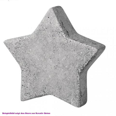 Crealive Giessform - Stern 7 cm     Inhalt:  1 Giessform Stern    Spezifikationen:  Material: PET Durchmesser: 7 cm Tiefe: 3.5 cm Farbe: hochtransparent stabil wieder verwendbar kann auch für Kreativ-Beton Figuren verwendet werden