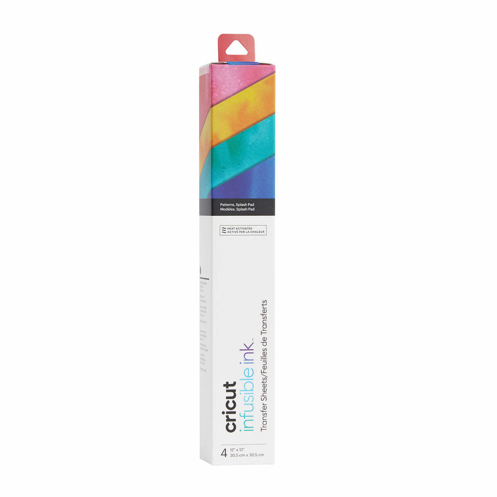 Crealive Cricut Infusible Ink Transferbogen - Splash Pad Spezifikationen: Cricut Infusible Ink Transfer Sheets Grösse: 30.5 x 30.5 cm (12" x 12") Folien für Sublimationsdruck zum Gestalten von tollen Muster und Statements kompatibel mit allen sublimationsfähigen Materialien für glatte, nahtlose Transfers, die nicht knittern oder abblättern Inhalt: 4 Cricut Infusible Ink Transfer Sheets