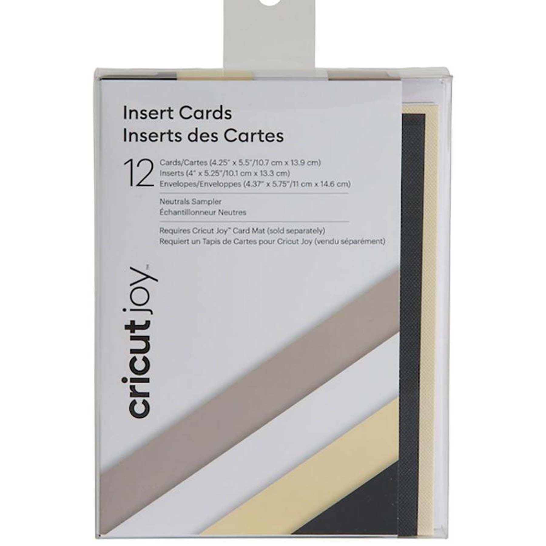 Crealive Cricut Joy Einlegekarten R20 - 12 Stück - Neutral Inhalt: 12 Karten im Format 4.25" x 5.5" (10.7 cm x 13.9 cm) (zusammengeklappt) - Kartenfarben: 4 x Taupe, 4 x White und 4 x Cream 12 Einlagen im Format 4" x 5.25" (10.1 cm x 13.3 cm) - Einlagefarbe: Schwarz 12 Umschläge in 4.37" x 5.75" (11 cm x 14.6 cm) - Farbe: Weiss Cricut Joy Einlegekarten sind geeignet für: Karten Einladungen