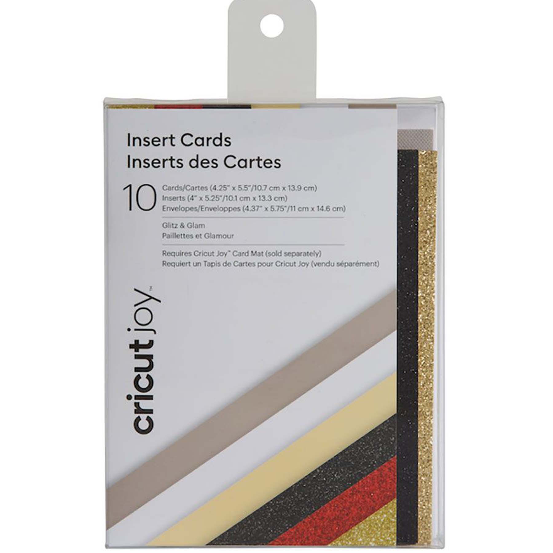 Crealive Cricut Joy Einlegekarten R20 - 10 Stück - Glitz & Glam Inhalt: 10 Karten im Format 4.25" x 5.5" (10.7 cm x 13.9 cm) (zusammengeklappt) - Kartenfarben: 4 x Taupe, 3 x Weiss und 3 x Creme 10 Einlagen im Format 4" x 5.25" (10.1 cm x 13.3 cm) - Einlagefarben: 3 x Schwarz, 3 x Rot und 4 x Gold 10 Umschläge in 4.37" x 5.75" (11 cm x 14.6 cm) - Farbe: Weiss Cricut Joy Einlegekarten sind geeignet für: Karten Einladungen