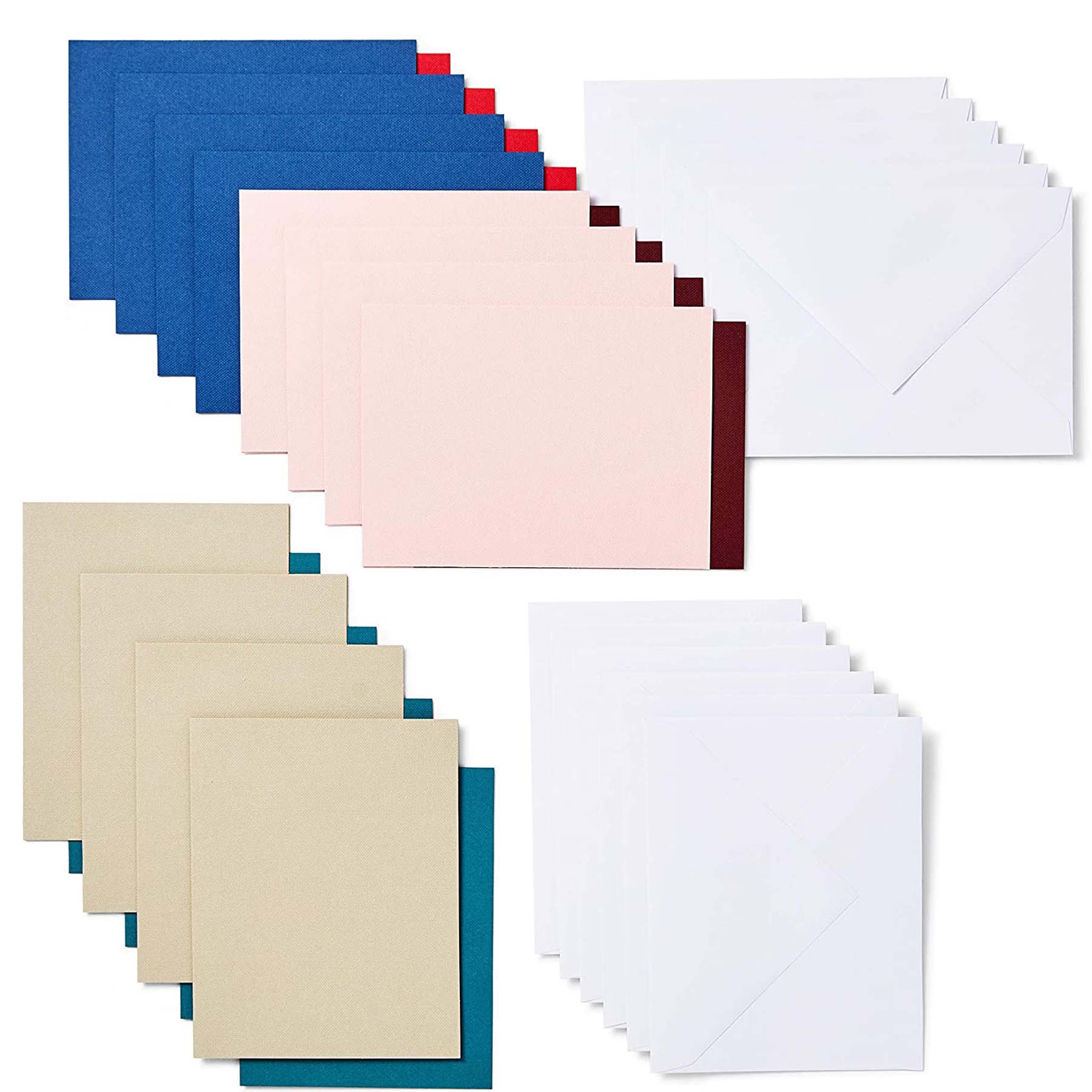 Crealive Cricut Joy Einlegekarten R20 - 12 Stück - New Romantic Inhalt: 12 Karten im Format 4.25" x 5.5" (10.7 cm x 13.9 cm) (zusammengeklappt) - Kartenfarben: 4 x Midnight Blue, 4 x Khaki & 4 x Tulip 12 Einlagen im Format 4" x 5.25" (10.1 cm x 13.3 cm) - Einlagefarben: 4 x Burnt Red, 4 x Deep Teal & 4 x Maroon 12 Umschläge in 4.37" x 5.75" (11 cm x 14.6 cm) - Farbe: Weiss Cricut Joy Einlegekarten sind geeignet für: Karten Einladungen