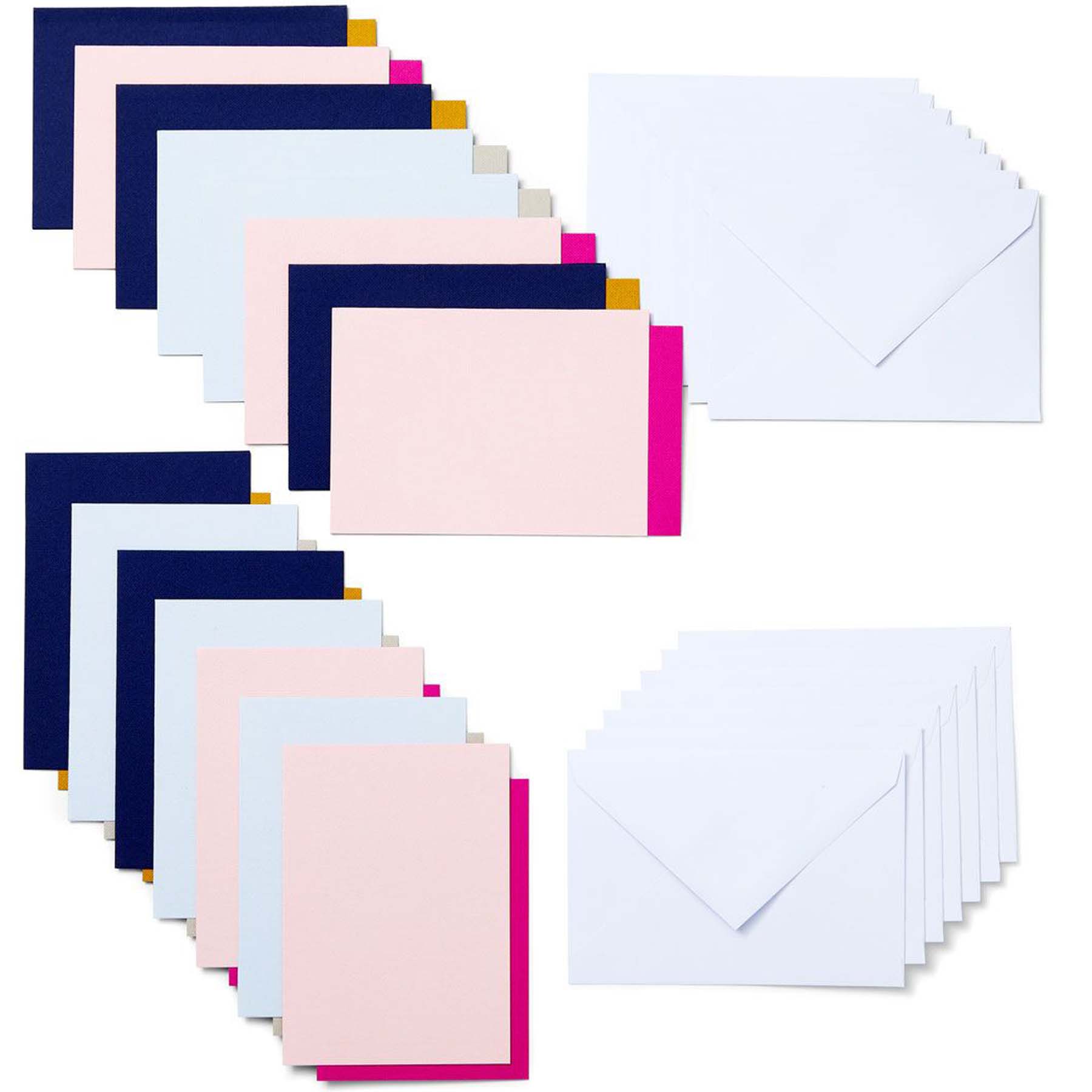 Crealive Cricut Joy Einlegekarten R10 - 15 Stück - Sensei Inhalt: 15 Karten im Format 3.5" x 4.9" (8.9 cm x 12.4 cm) (zusammengeklappt) - Kartenfarben: 5 x Twilight, 5 x Tulip und 5 x Powder Blue 12 Einlagen im Format 3.25" x 4.6" (8.2 cm x 11.7 cm) - Einlagefarbe: 5 x Mustard, 5 x Party Pink und 5 x Khaki 15 Umschläge in 3.6" x 5.1" (9.2 cm x 13 cm) - Farbe: Weiss Cricut Joy Einlegekarten sind geeignet für: Karten Einladungen