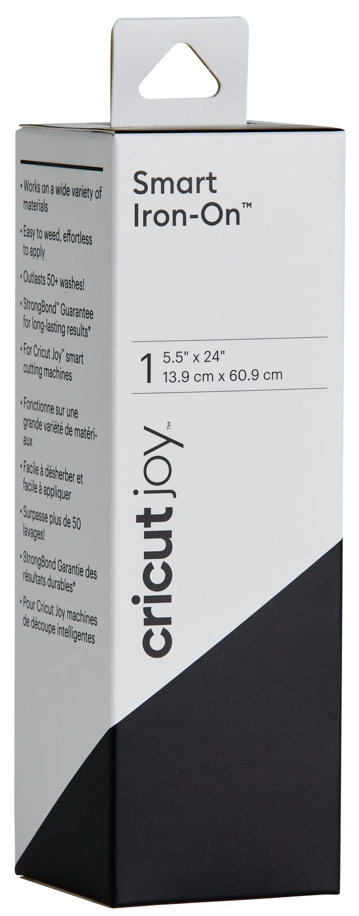 Crealive Cricut Joy Smart Iron-On Flexfolie - Schwarz Die Joy Iron-On Flexfolie von Cricut eignet sich hervorragend für eine Vielzahl von Materialien und hält mehr als 50 Waschgänge aus! Die Smart Iron-On Flexfolie funktioniert ohne Schneidematte. Du kannst sie also einfach in die Joy einlegen & loslegen. Sie lässt sich sehr leicht Entgittern. Inhalt: 1 Rolle Cricut Joy Smart Iron-On Flexfolie - Schwarz Spezifikationen: Cricut Joy Smart Iron-On Flexfolie Farbe: Schwarz Grösse: 13.9 x 60.9 cm