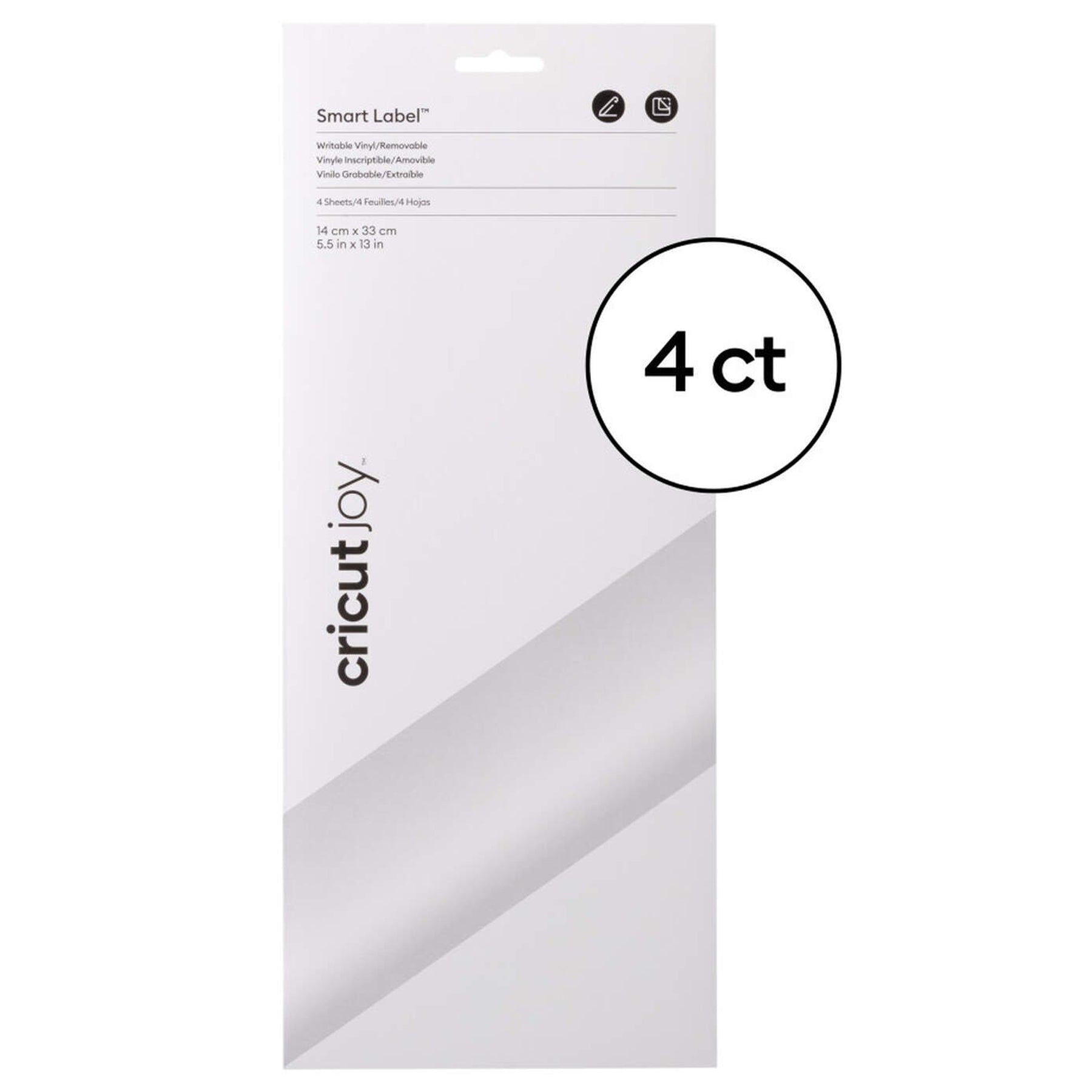 Crealive Cricut Joy Smart Label beschreibbare Vinylfolie ablösbar - Weiss Inhalt: 4 Bögen Spezifikationen: Grösse: 14 cm x 33 cm (5,5" x 13") Farbe: Weiss selbstklebend funktioniert ohne Schneidematte - einfach einlegen und loslegen! individuell gestaltbar mit Cricut Joy™ Stiften (Gelstifte werden nicht empfohlen) langlebig und dennoch leicht von Oberflächen abzulösen nicht mit Übertragungsfolie verwenden - die beschreibbare Vinylfolie wird von Hand übertragen für Cricut Joy