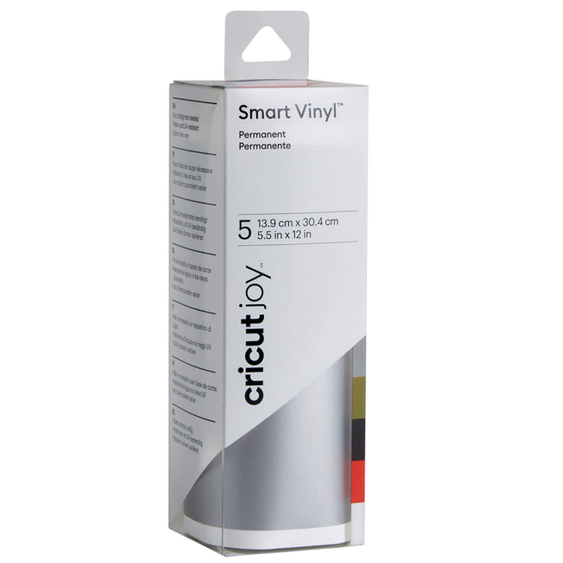 Crealive Cricut Joy Smart Vinylfolie Permanent - Silber Die Smart Vinylfolie von Cricut funktioniert ohne Schneidematte. Du kannst sie also einfach in die Joy einlegen & loslegen. Sie lässt sich leicht Entgittern und mühelos übertragen. Inhalt: 5 Blätter Cricut Joy Smart Vinyl Spezifikationen: Cricut Joy Smart Vinyl Farben: Weiss, Rot, Schwarz, Gold & Silber selbstklebend permanent; hält bis zu 3 Jahren Grösse: je 13.9 x 30.4 cm wasser- und licht-beständig