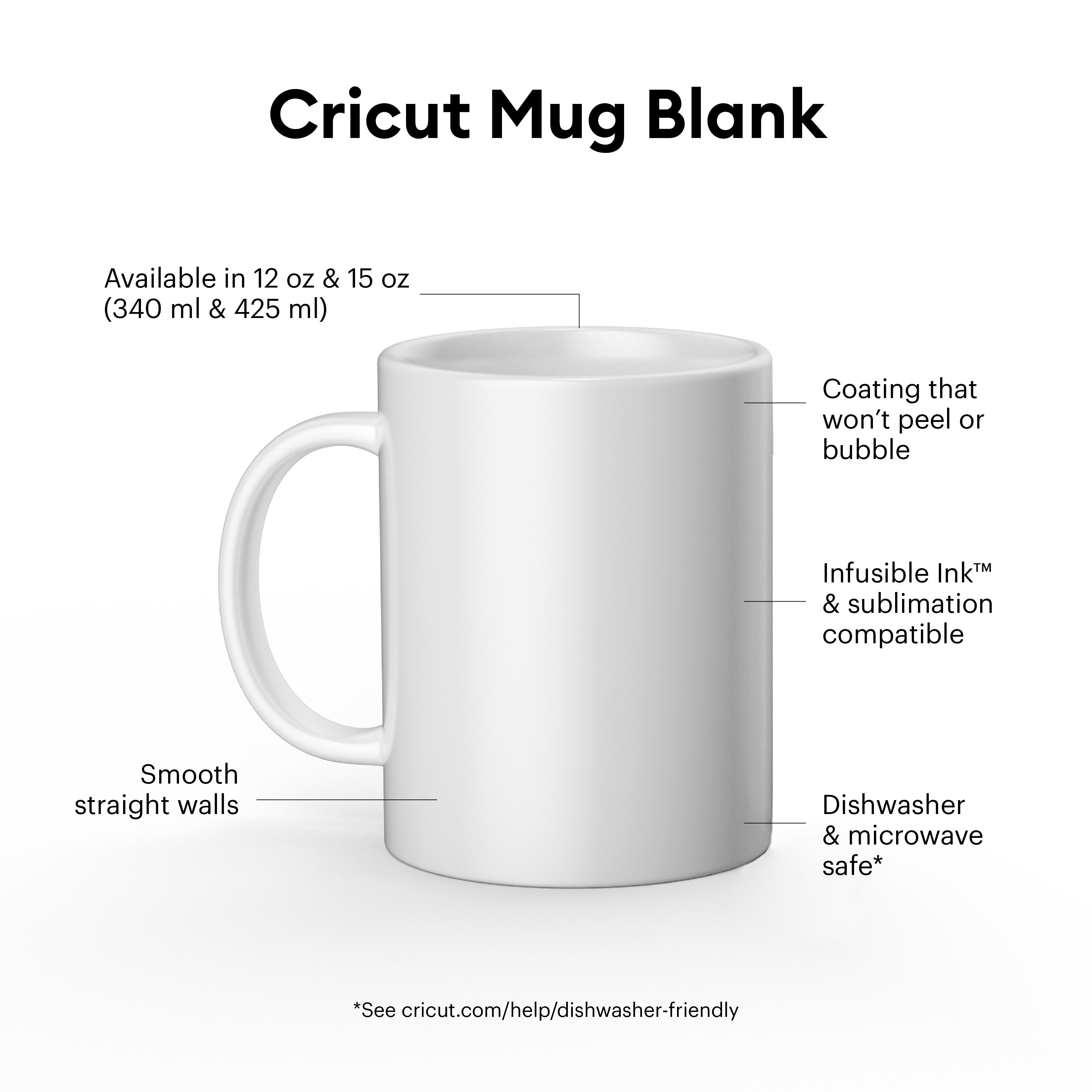Cricut Keramiktasse 340 ml weiss, 2 Stück Gestalte lebendige, professionelle & personalisierte Tassen. Im Design Space erstellst Du mit Hilfe der kostenlosen Tassen-Vorlage Dein Design, so dass Du es korrekt platzieren kannst auf der Tasse. Danach lässt Du den Schneideplotter Dein Design entweder aus den Infusible Ink Transferbögen schneiden oder lässt es Zeichnen mit den Infusible Ink Stiften. Die Tassenpresse übernimmt dann die restliche Arbeit für Dich und bringt Dein Design auf die Tasse