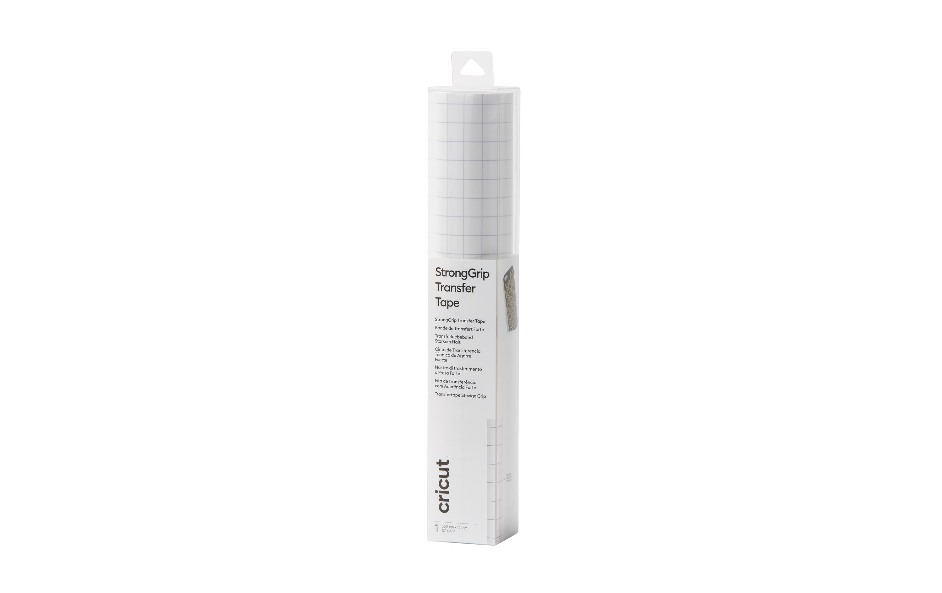 Cricut Übertragungsfolie extra stark / Transfer Tape Strong-Grip - 30.5 x 121 cm Mit dieser Übertragungsfolie / dem Transfer Tape überträgst Du rasch und unkompliziert deine Vinylfolie auf Deko-Gegenstände, Karten & Verpackungen. Sie hat eine sehr hohe Klebekraft und eignet sich daher für Glitzer- und Schimmer-Vinylfolien. Inhalt: 1 Rolle 12" x 48" (30.5 cm x 121 cm) Die Übertragungsfolie ist geeignet für: einfaches Übertragen von Glitzer- und Schimmer-Vinylfolien auf eine Vielzahl von Oberflächen